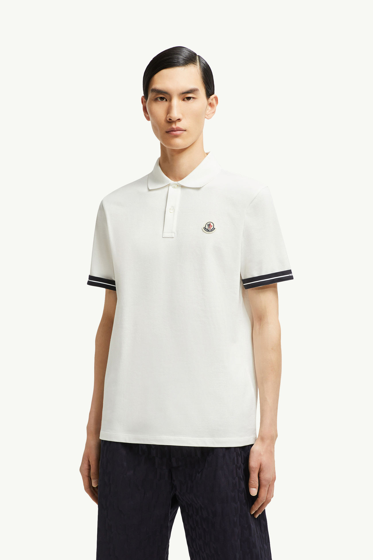 Logo Cotton Piquet Polo Shirt Men White Moncler 3