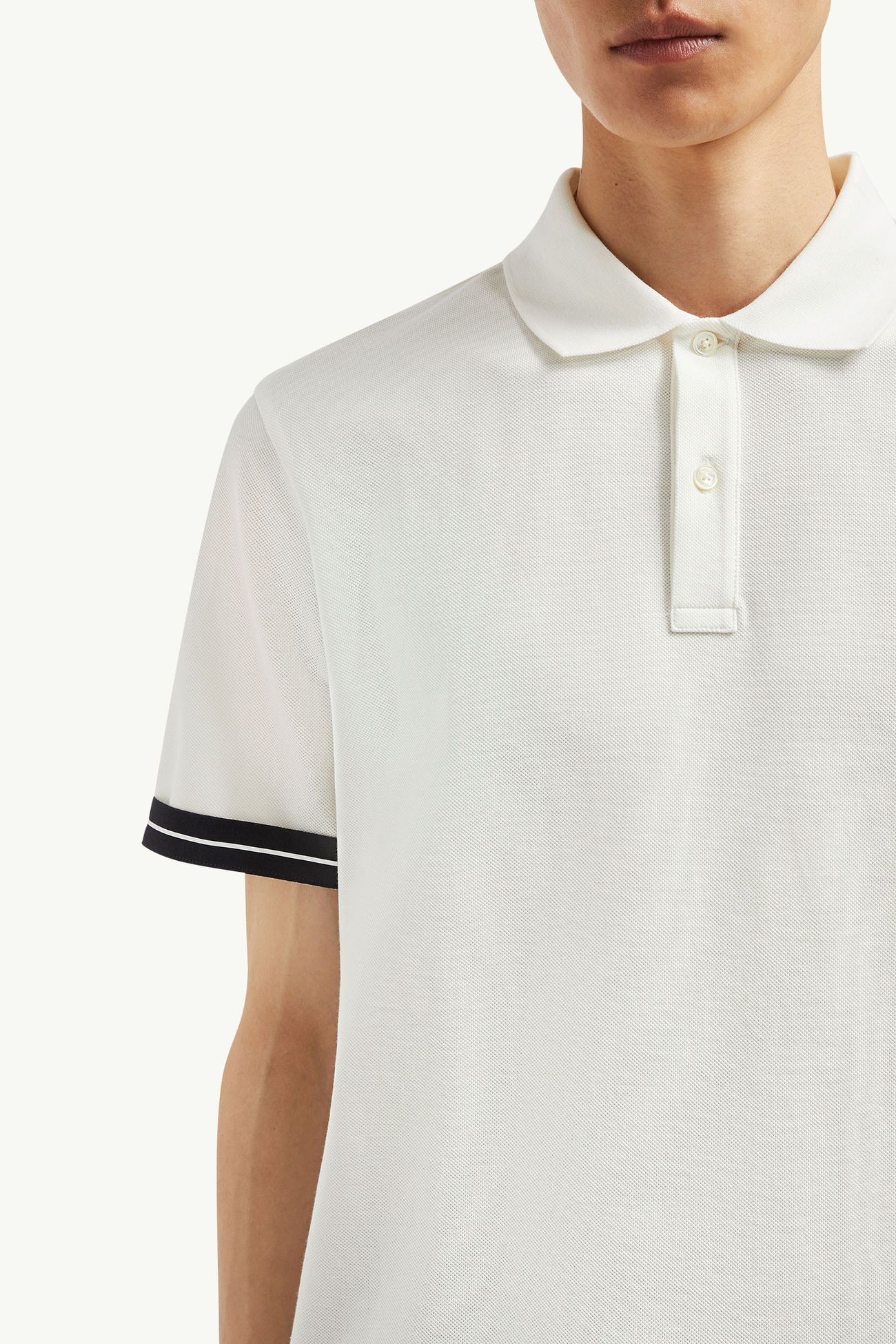 Logo Cotton Piquet Polo Shirt Men White Moncler 5