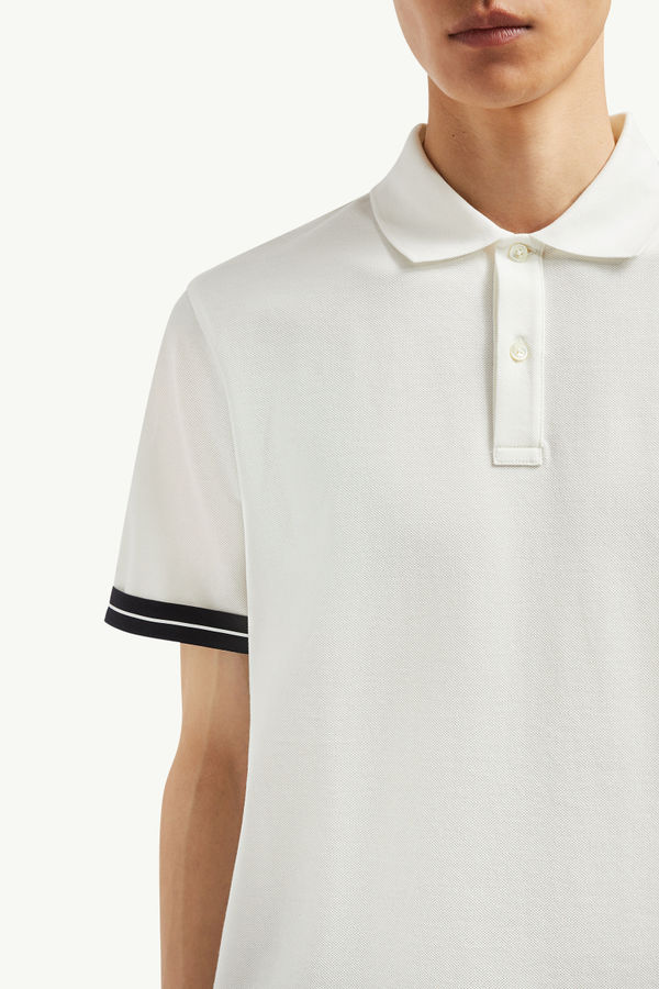 Polo en piqué de coton à logo Hommes Blanc Moncler 5
