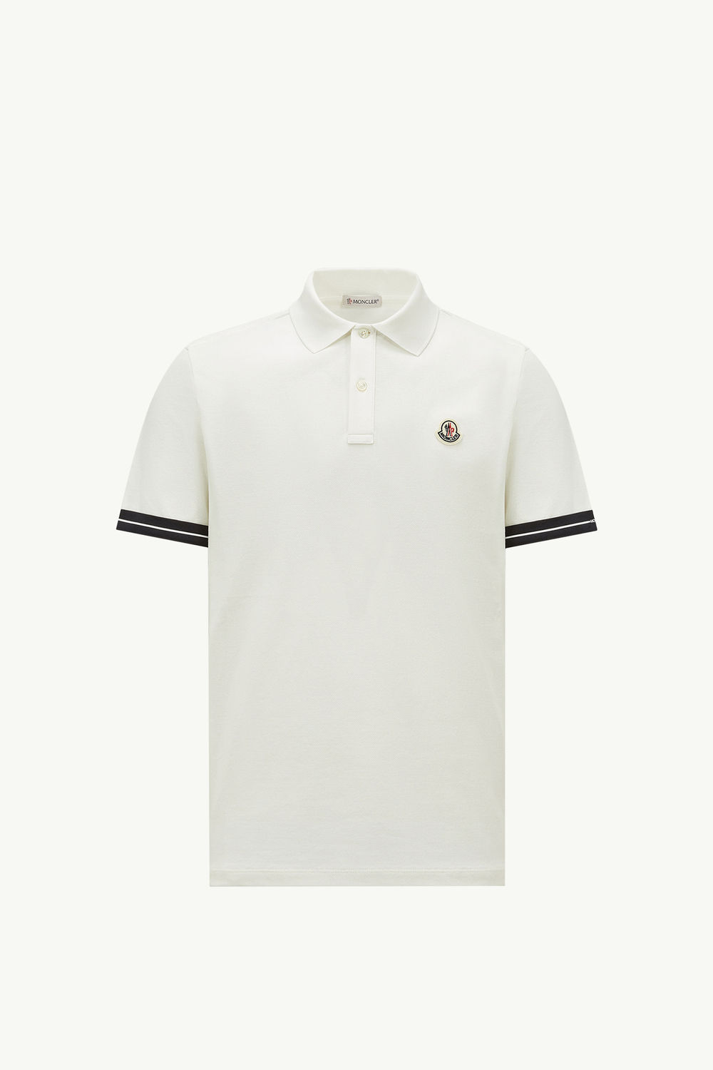 Logo Cotton Piquet Polo Shirt Men White Moncler 2