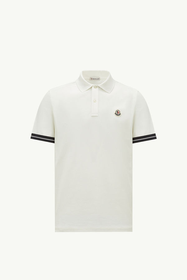 Logo Cotton Piquet Polo Shirt Men White Moncler 2