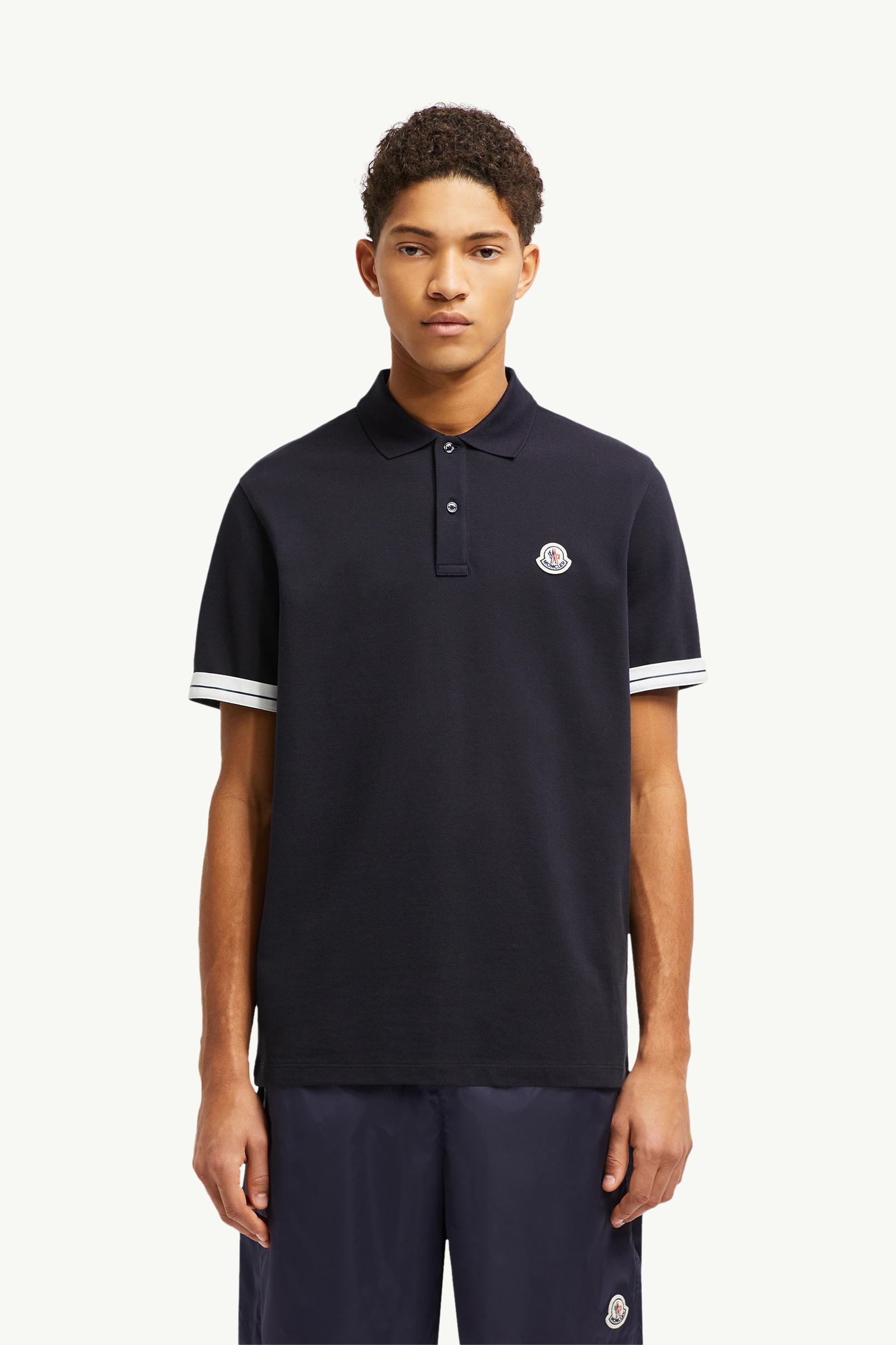 Dark Blue Logo Cotton Piquet Polo Shirt - Polos & T-shirts