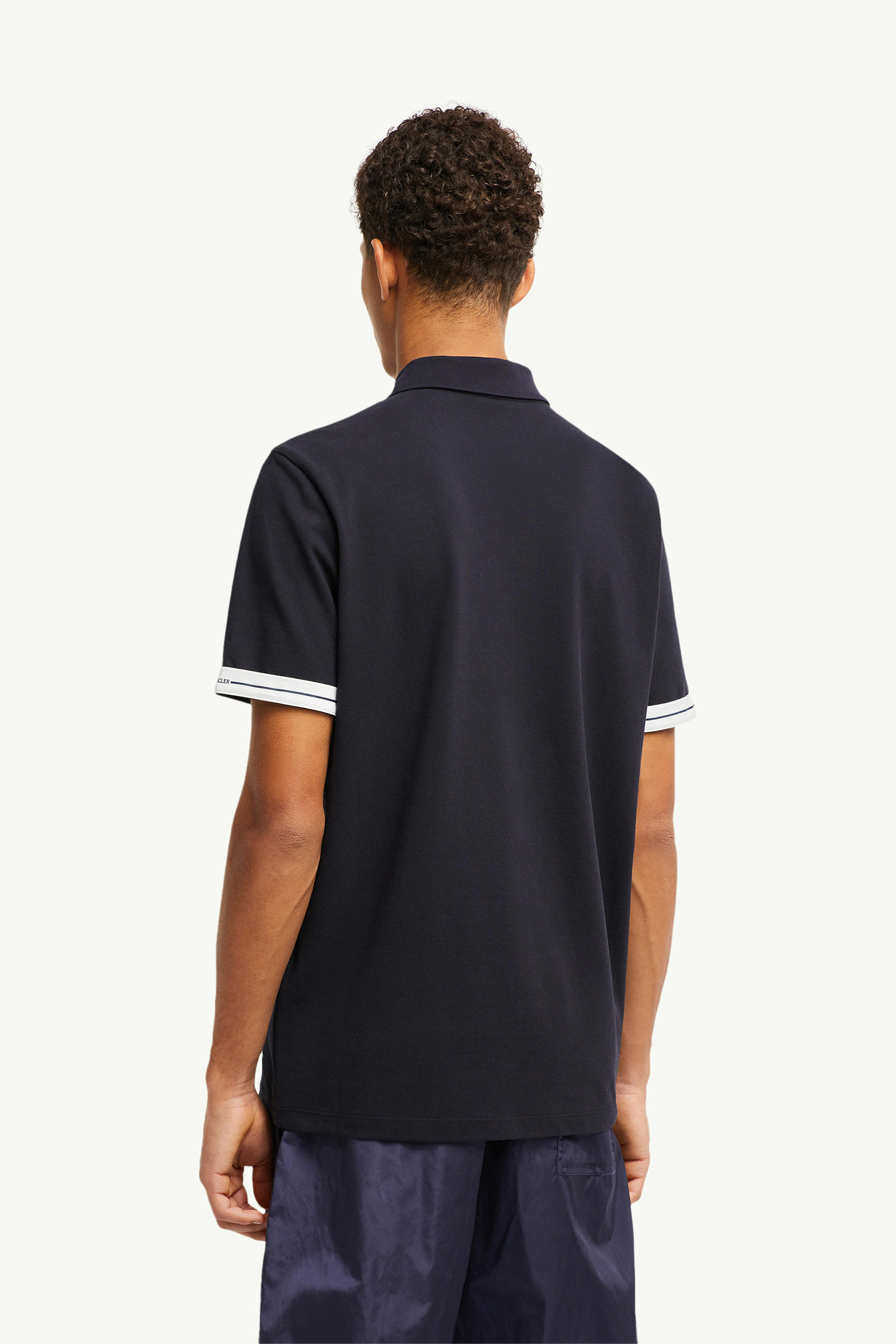 Logo Cotton Piquet Polo Shirt Men Dark Blue Moncler 4