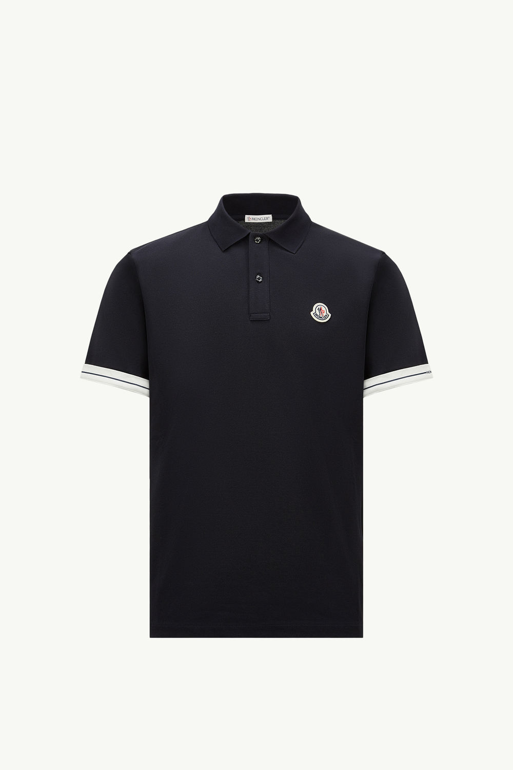 Logo Cotton Piquet Polo Shirt Men Dark Blue Moncler 2