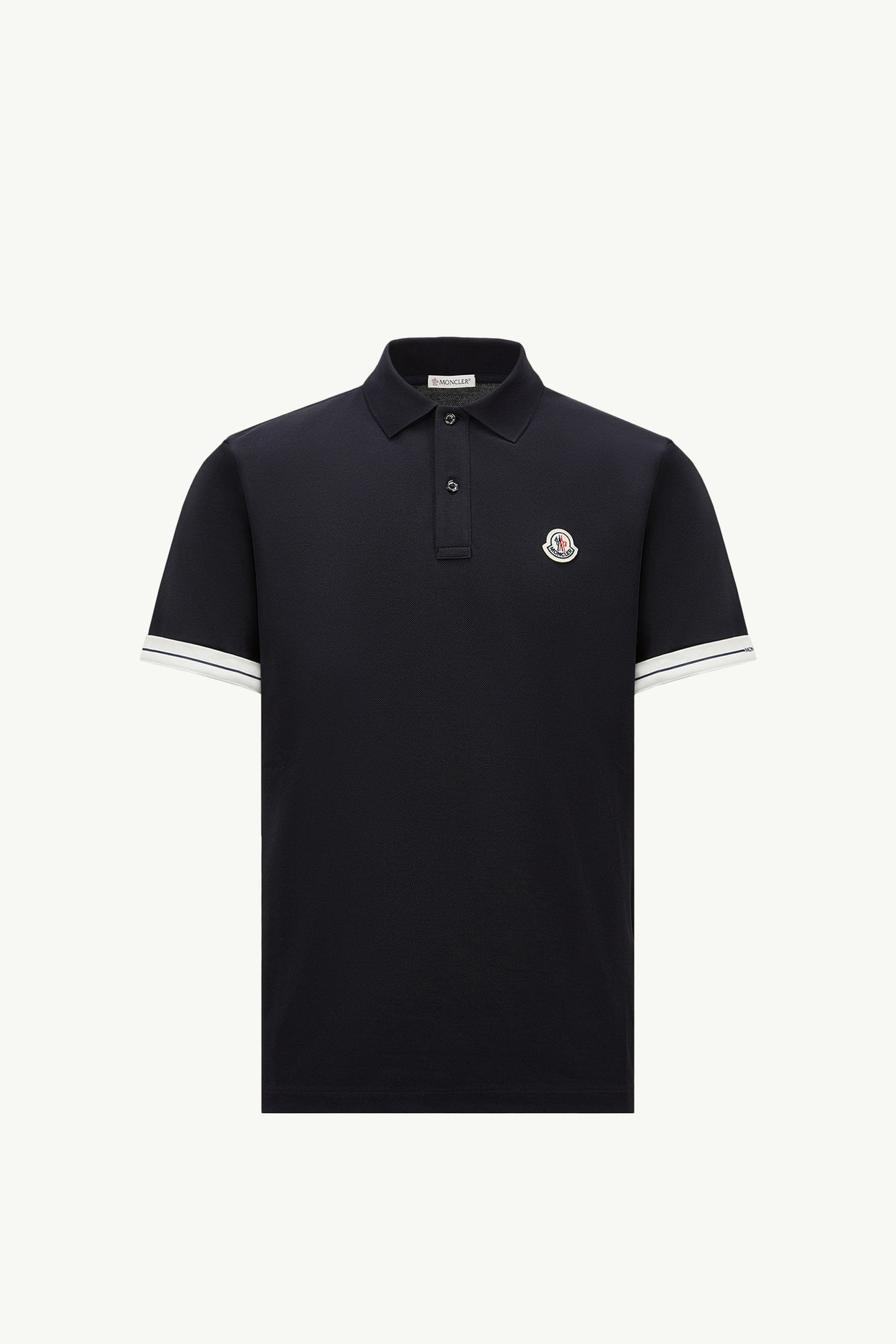 Logo Cotton Piquet Polo Shirt Men Dark Blue Moncler 2
