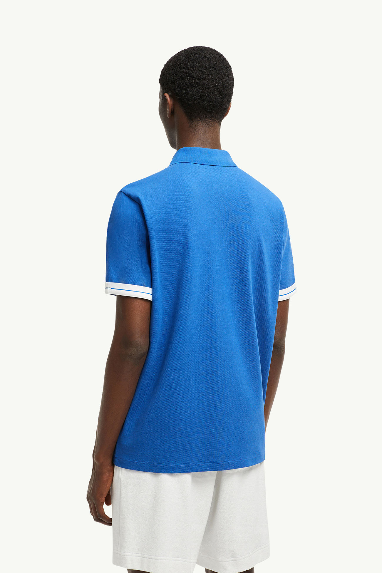 Logo Cotton Piquet Polo Shirt Men Dark Blue Moncler 4