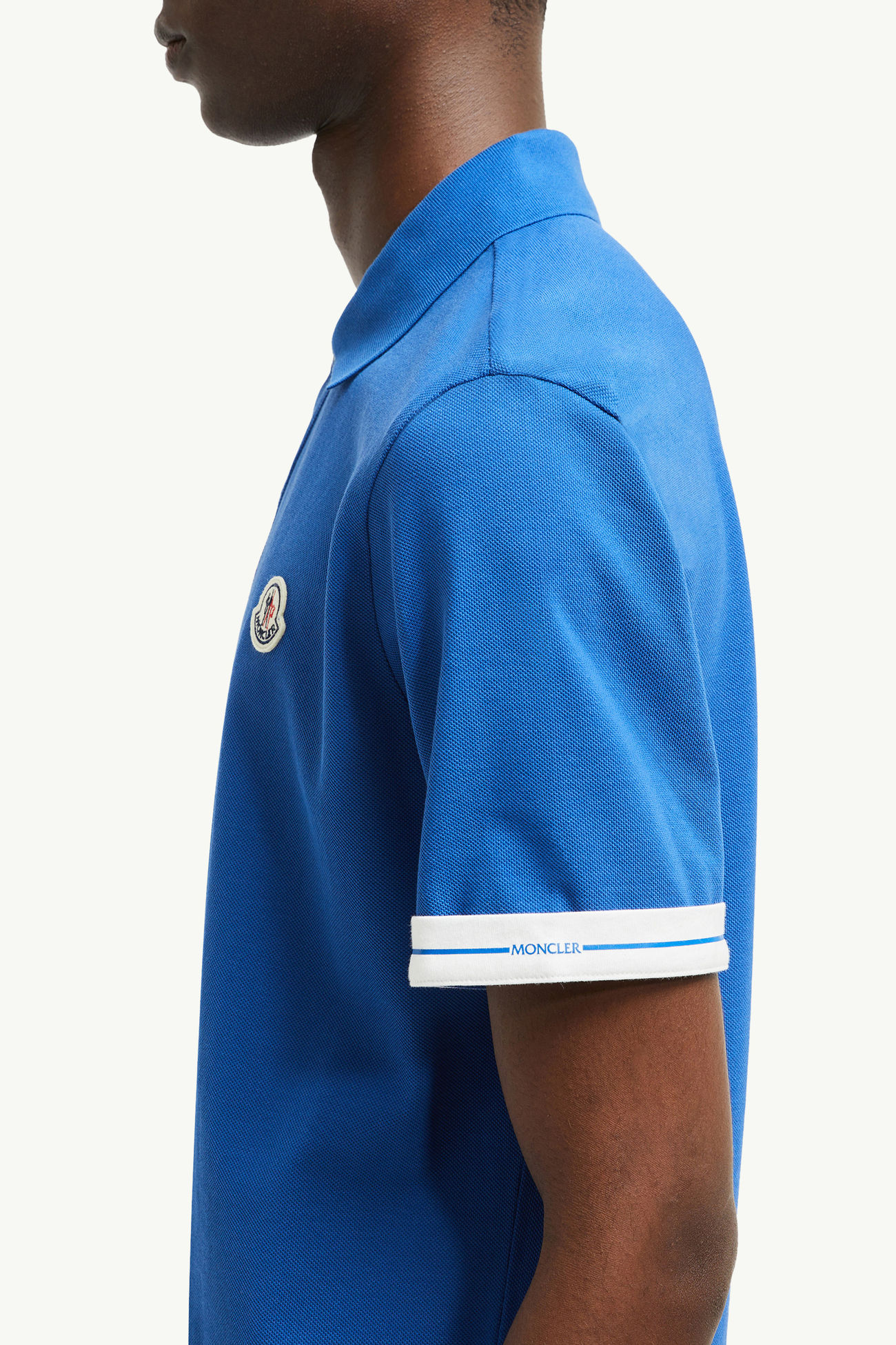 Logo Cotton Piquet Polo Shirt Men Dark Blue Moncler 5