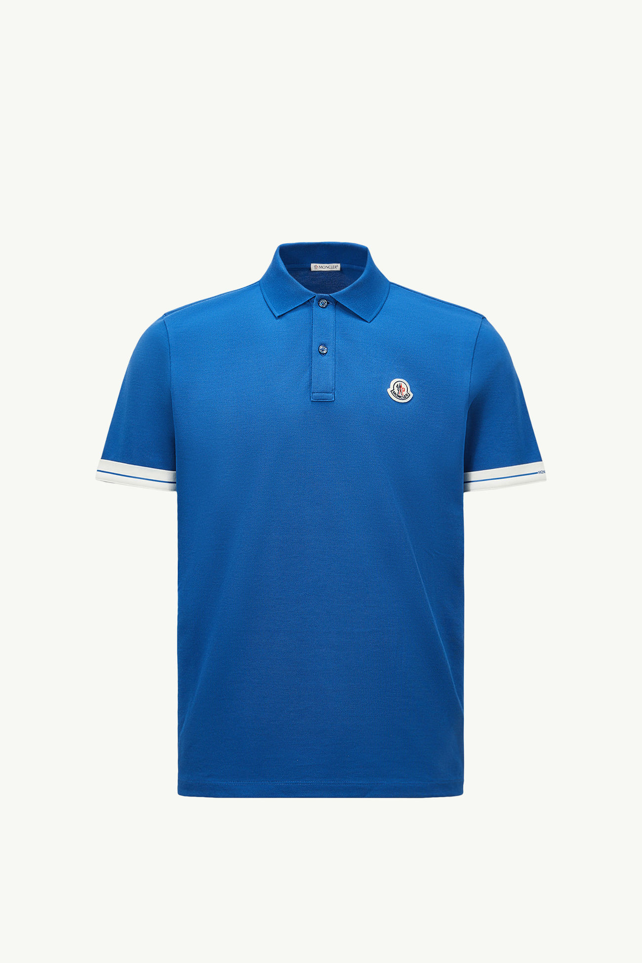 Logo Cotton Piquet Polo Shirt Men Dark Blue Moncler 2