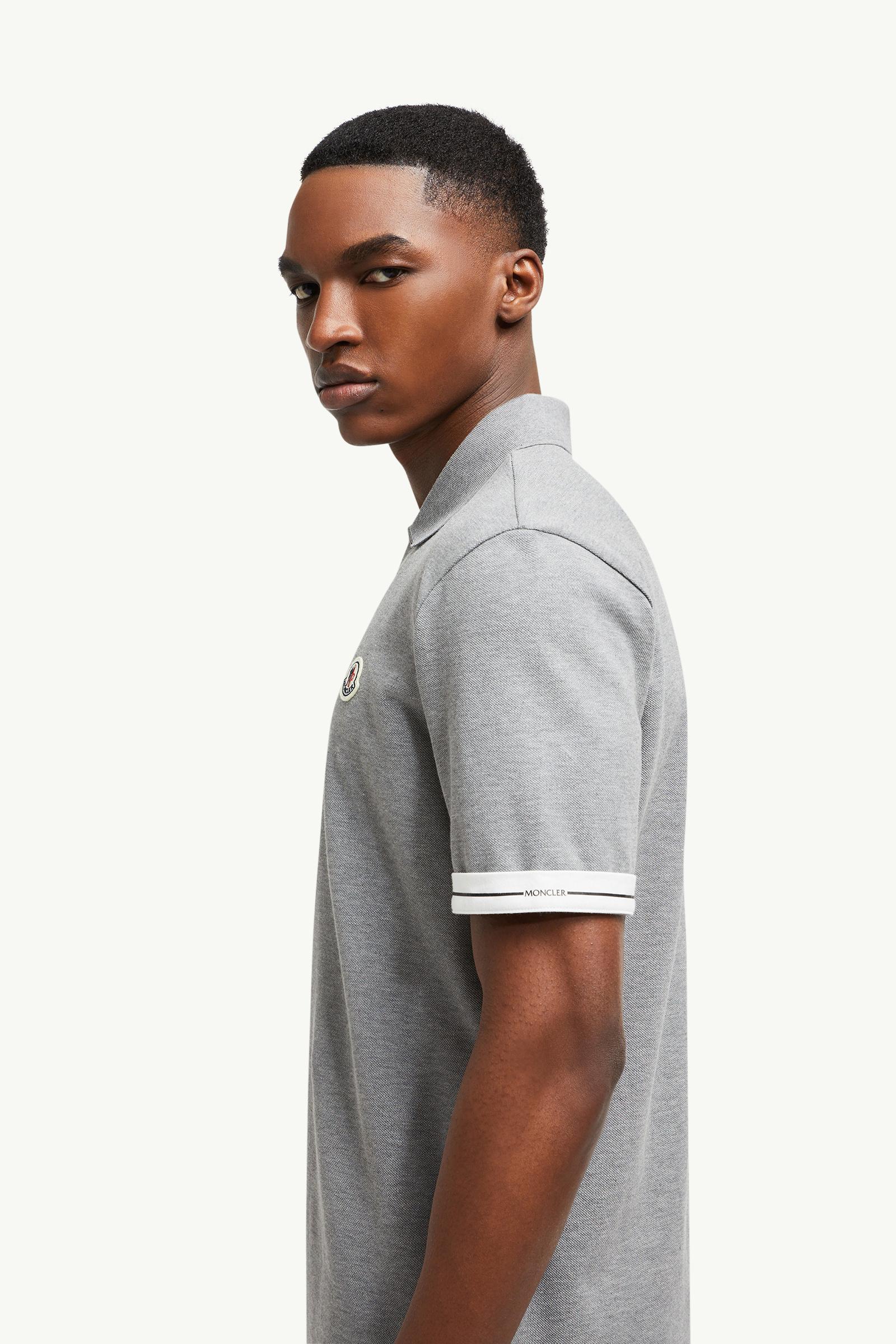 Logo Cotton Piquet Polo Shirt Men Dark Gray Moncler 1