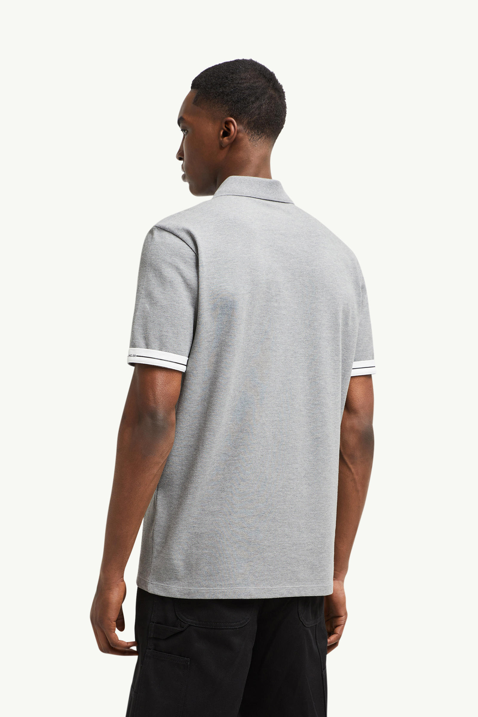 Logo Cotton Piquet Polo Shirt Men Dark Gray Moncler 4