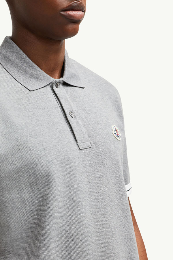 Logo Cotton Piquet Polo Shirt Men Dark Gray Moncler 5