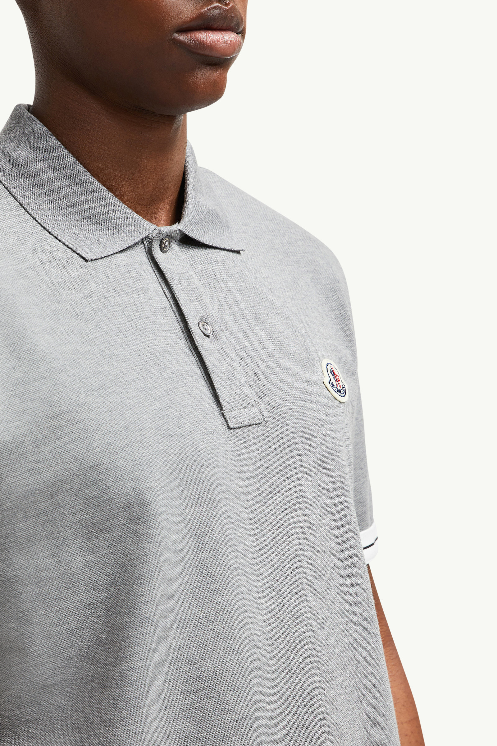 Logo Cotton Piquet Polo Shirt Men Dark Gray Moncler 5