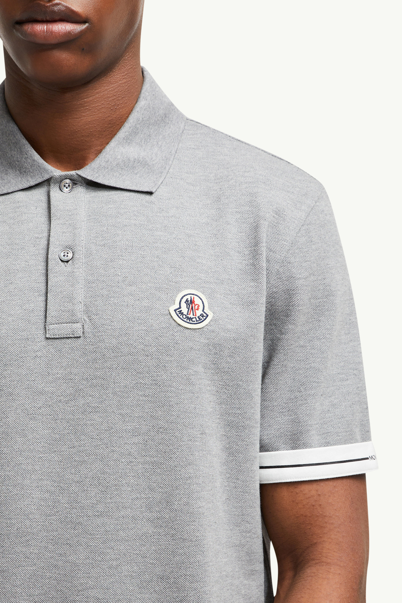 Logo Cotton Piquet Polo Shirt Men Dark Gray Moncler 6