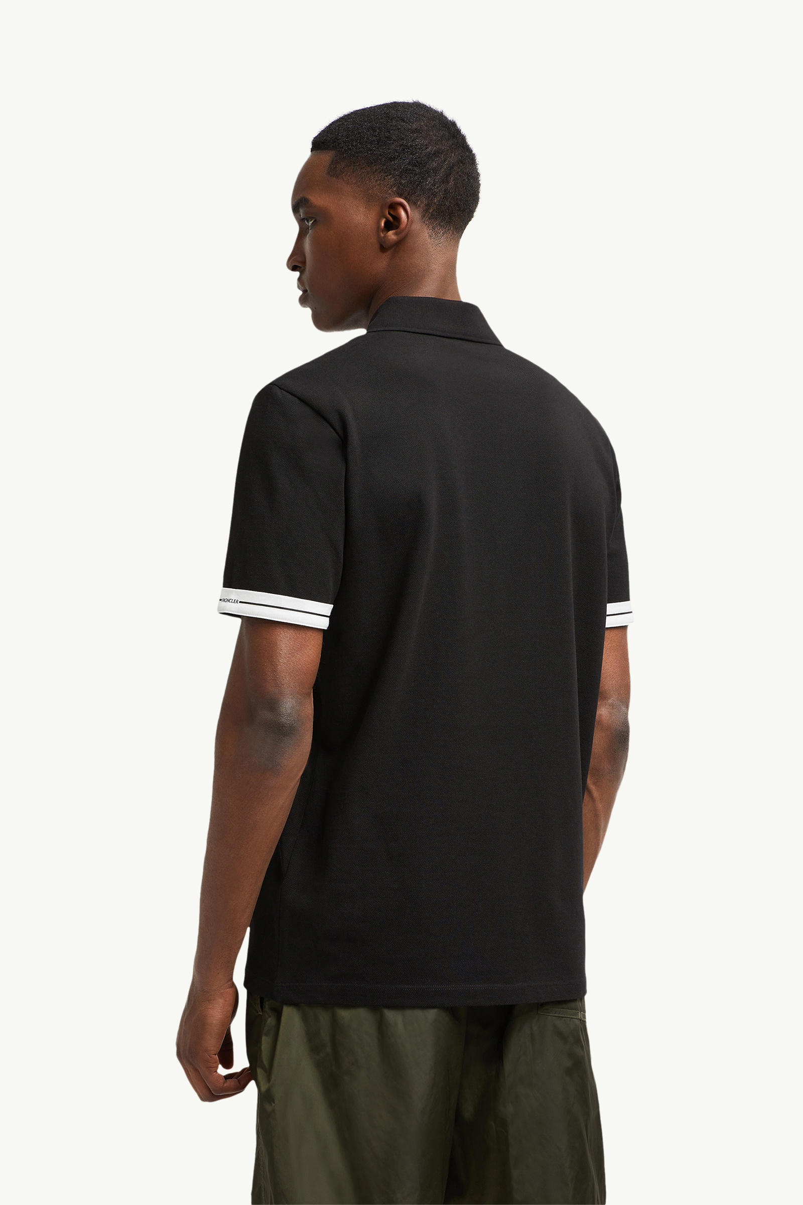 Logo Cotton Piquet Polo Shirt Men Black Moncler 4