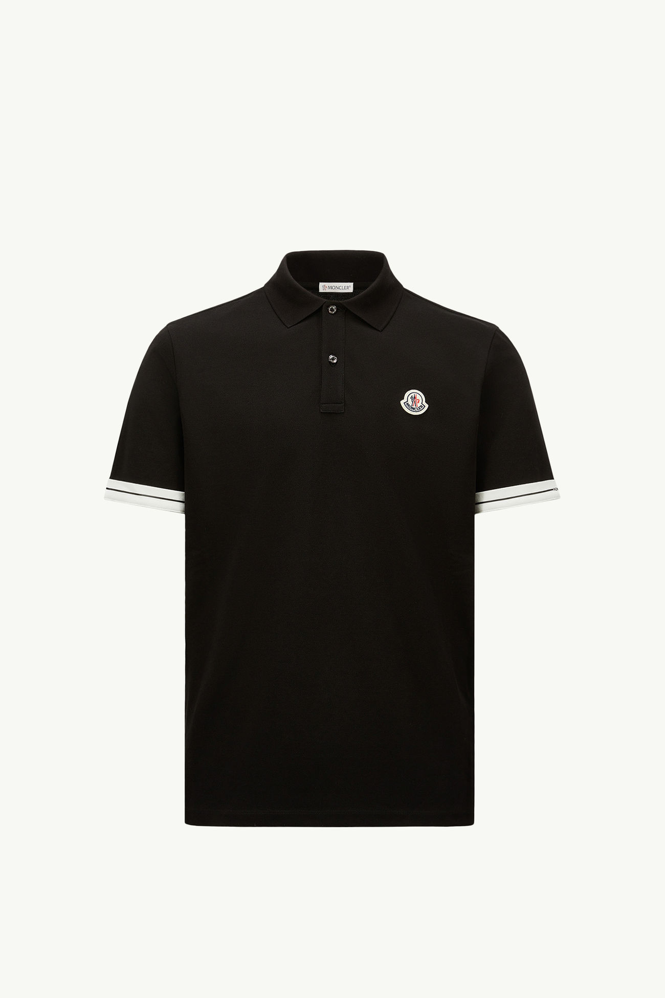 Logo Cotton Piquet Polo Shirt Men Black Moncler 2