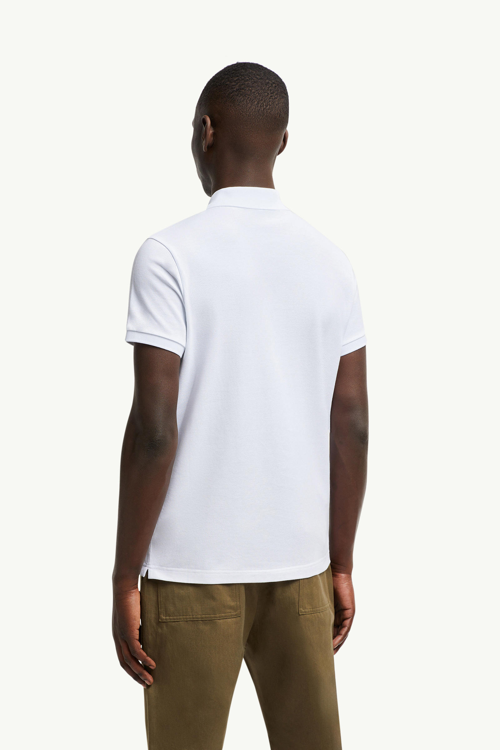 Logo Patch Cotton Polo Shirt Men Optical White Moncler 4