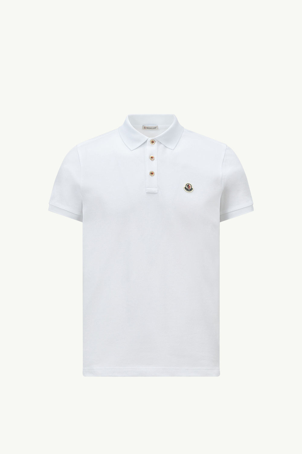 Logo Patch Cotton Polo Shirt Men Optical White Moncler 2