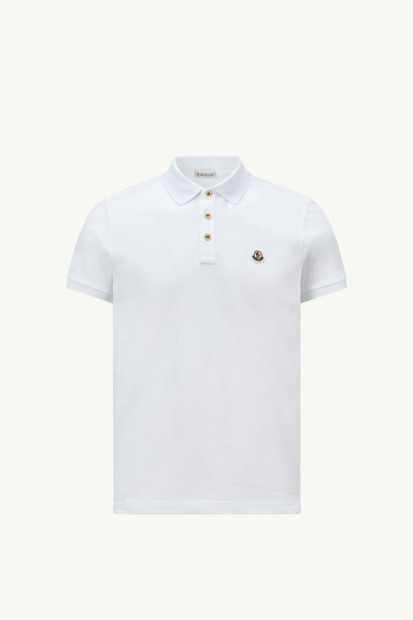 Polo in piquet di cotone con patch logato Uomo Bianco Ottico Moncler 2
