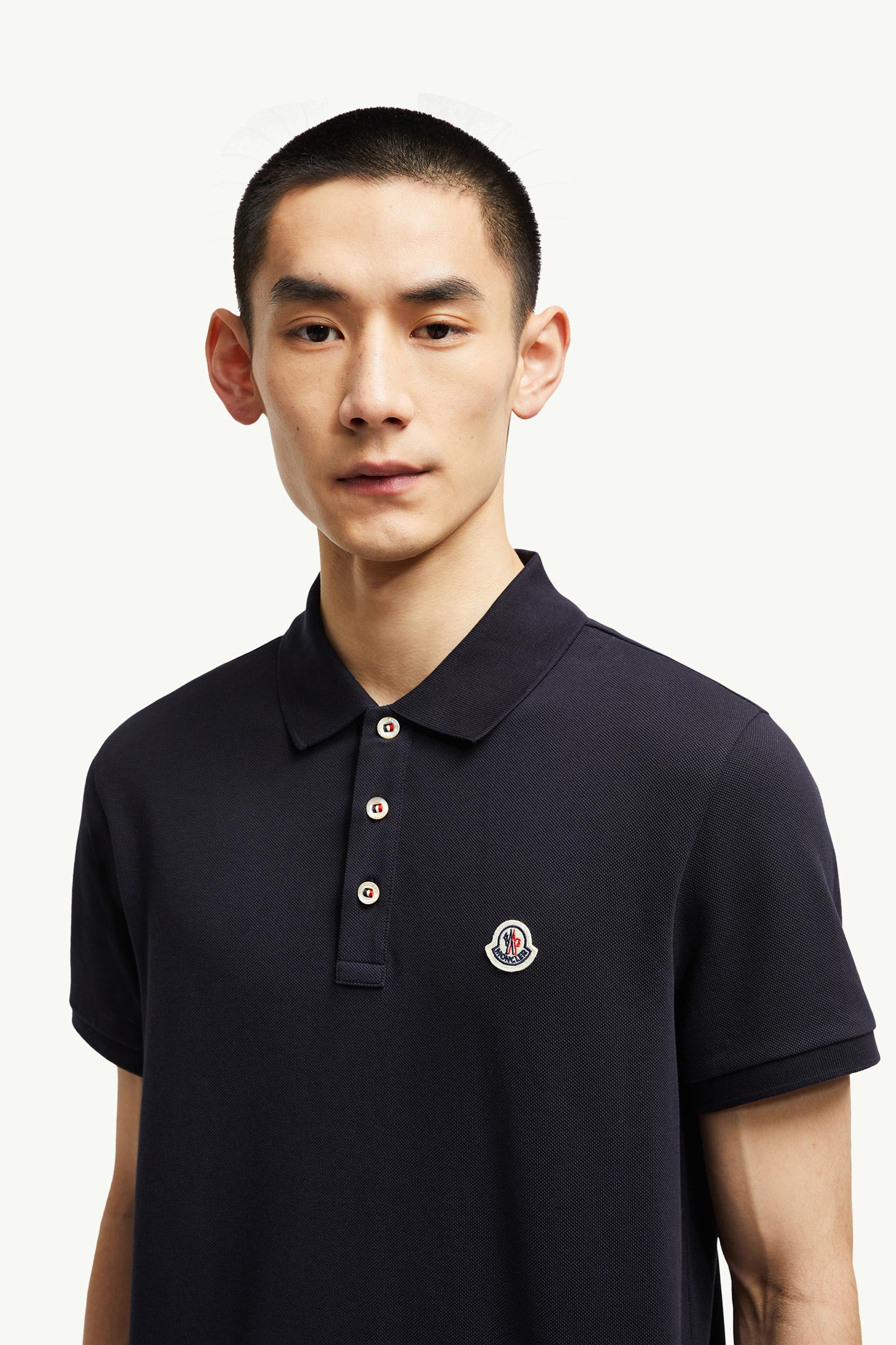 Poloshirt aus Baumwolle mit Logoaufnäher Herren Dunkelblau Moncler 1