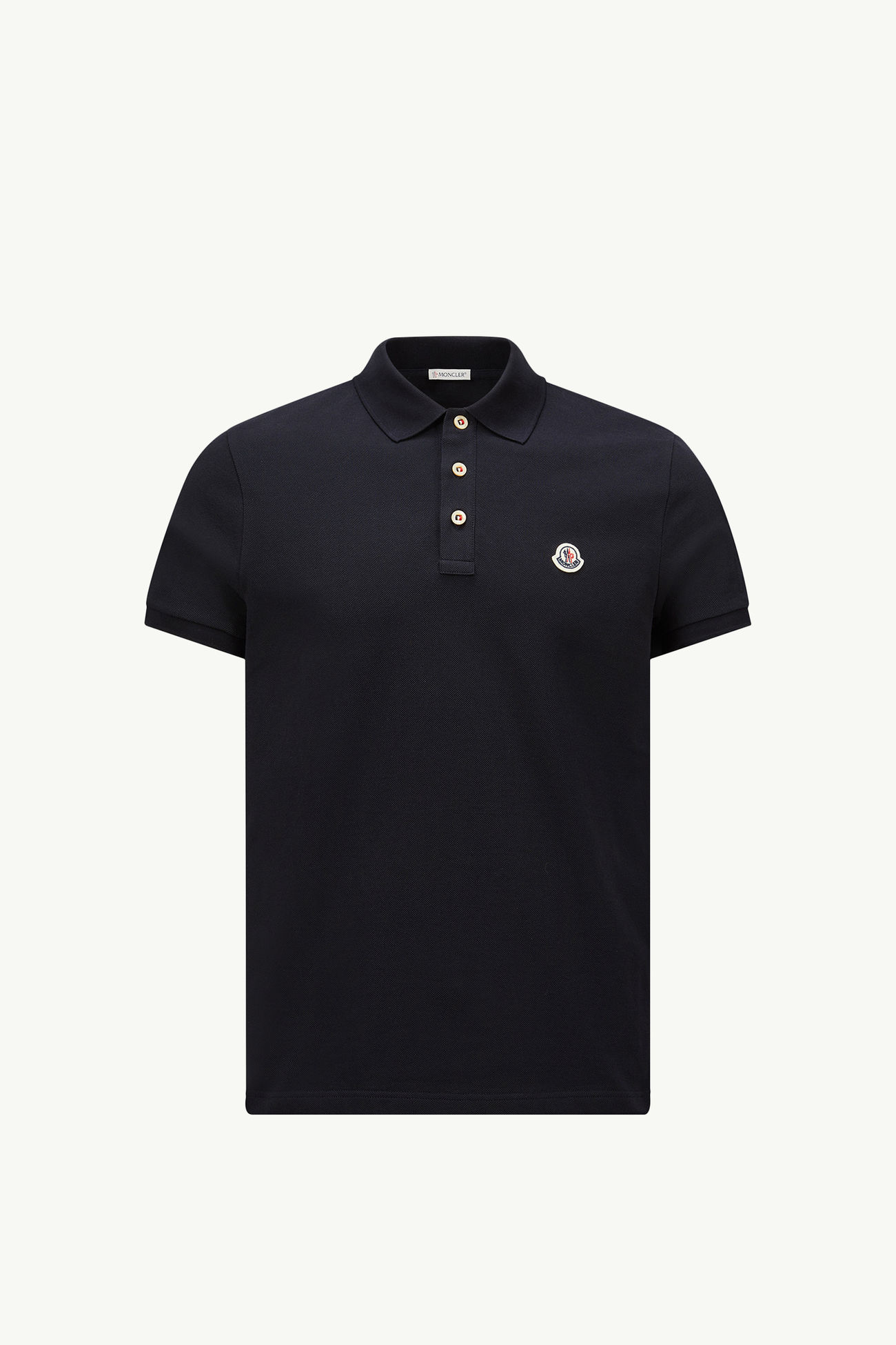 Polo in piquet di cotone con patch logato Uomo Blu Scuro Moncler 2