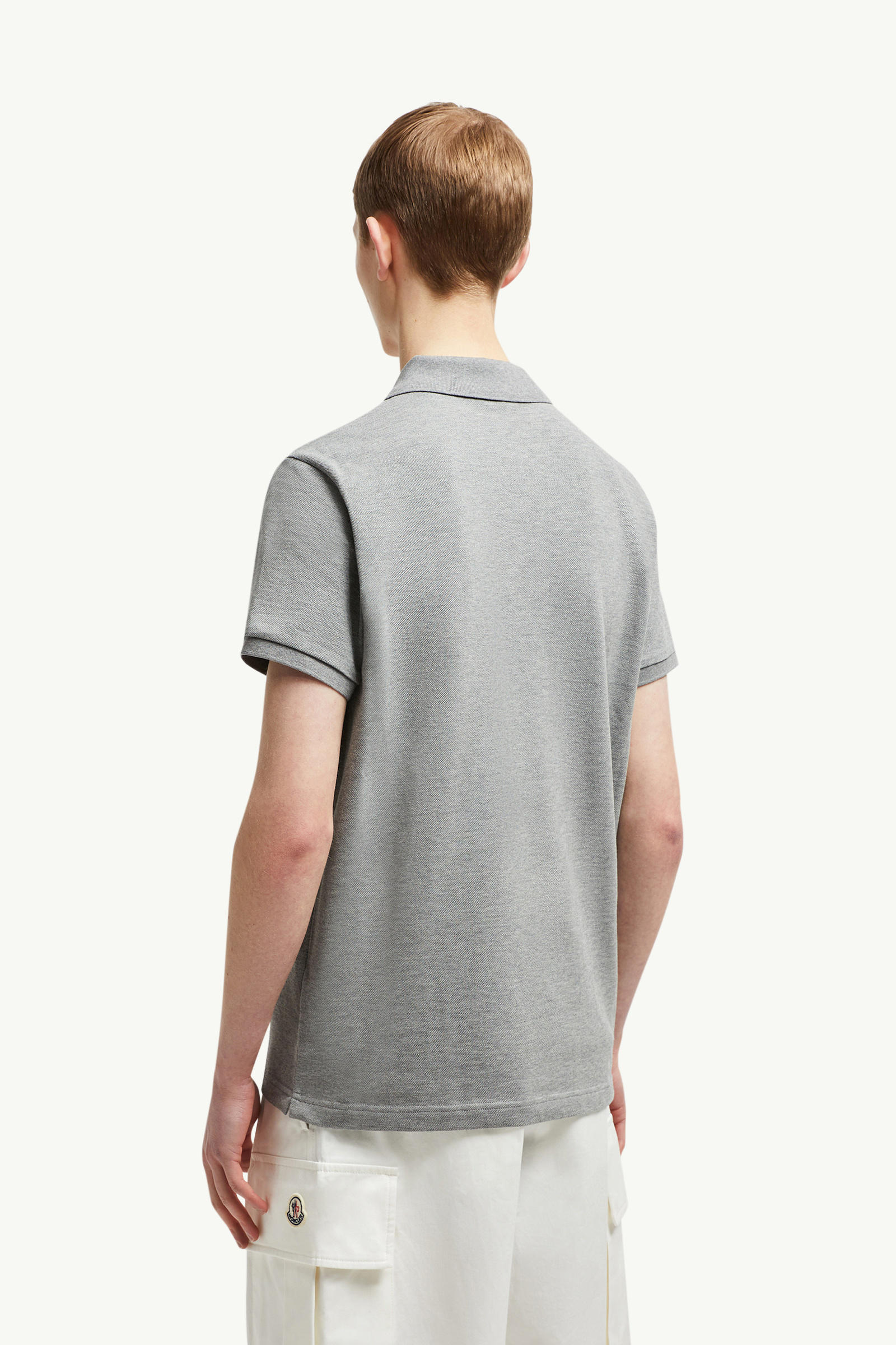 Logo Patch Cotton Polo Shirt Men Gray Moncler 4