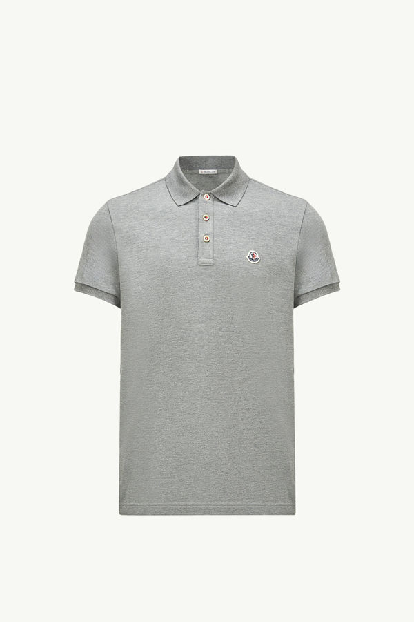 Logo Patch Cotton Polo Shirt Men Gray Moncler 2