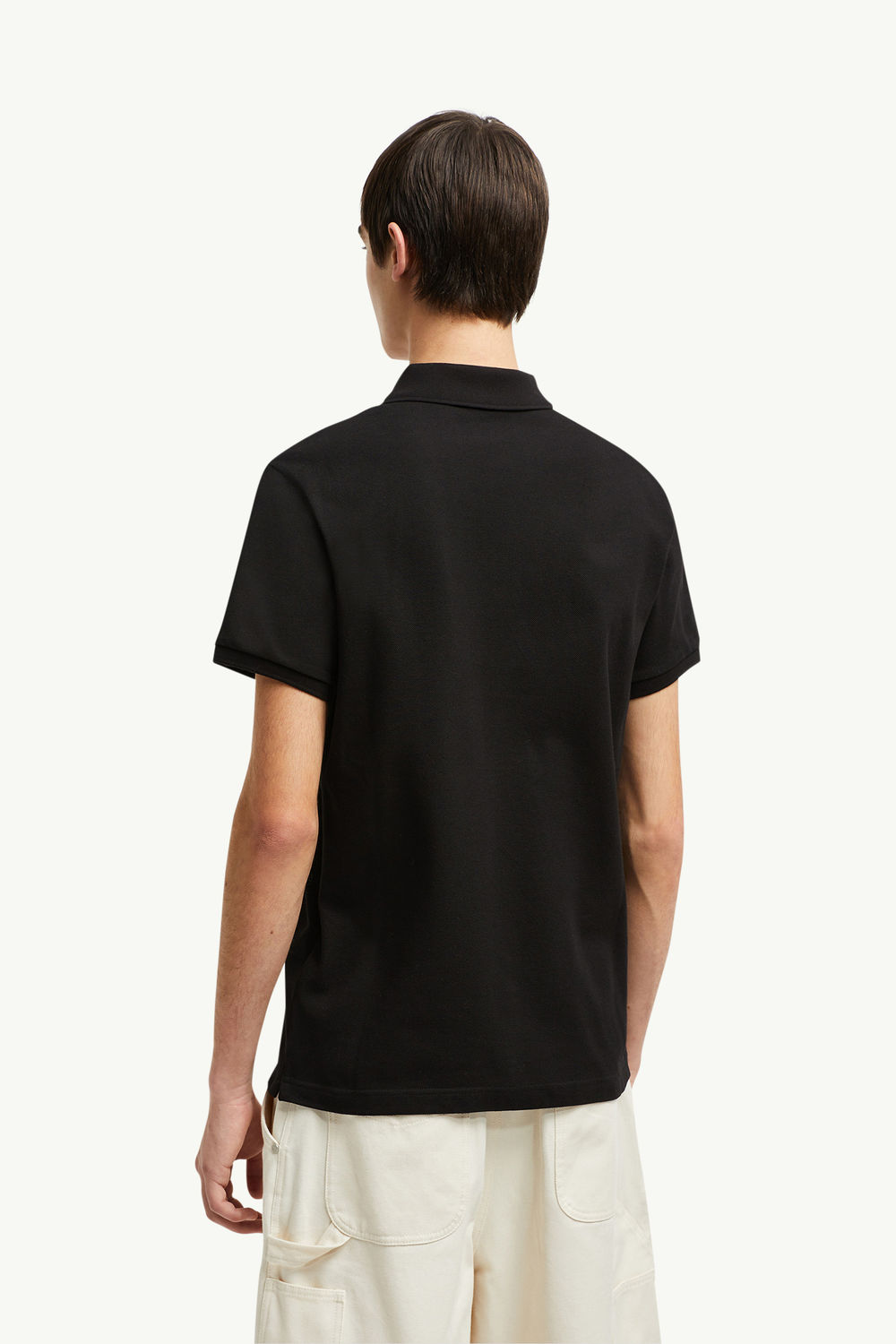 Logo Patch Cotton Polo Shirt Men Black Moncler 4