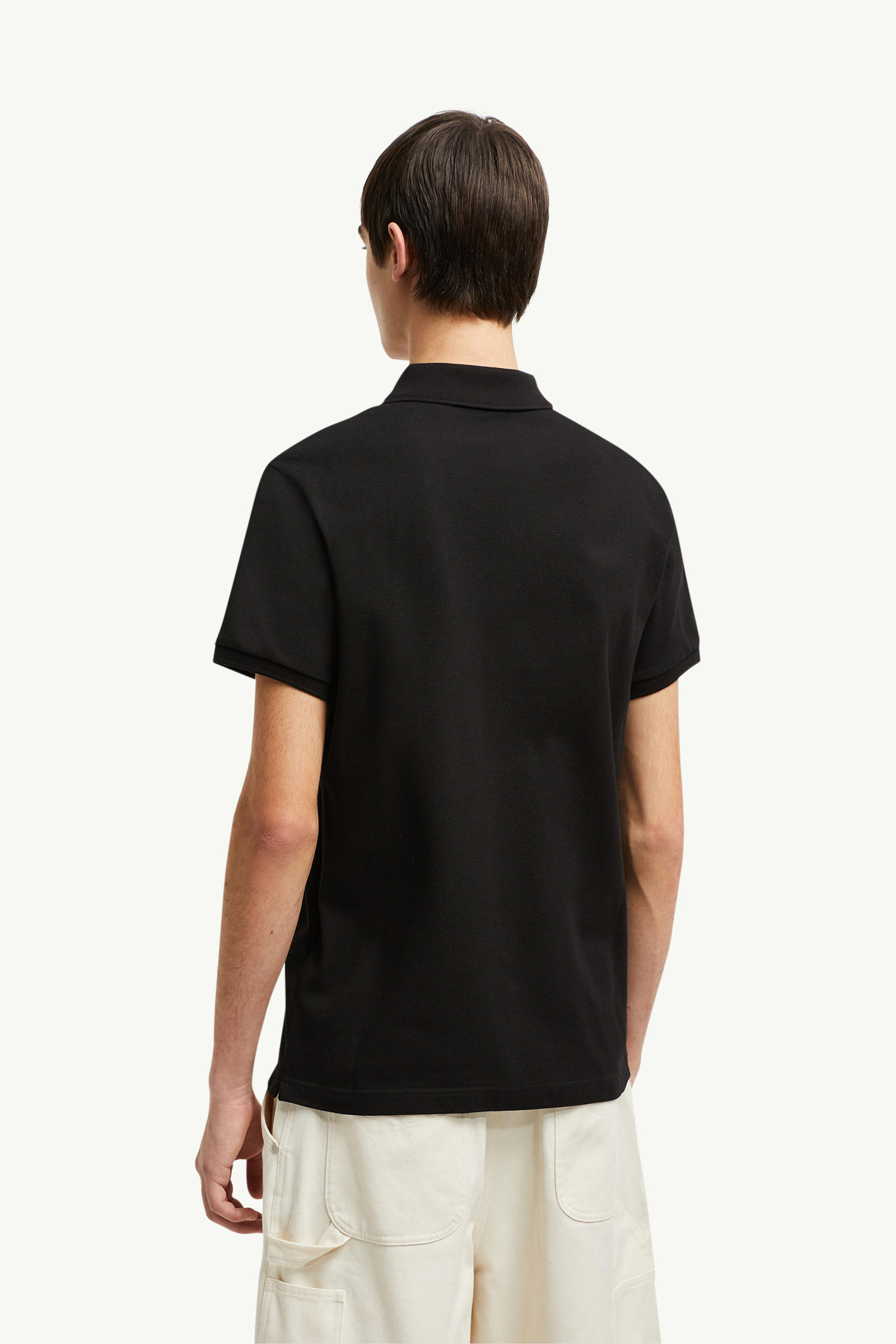 Polo in piquet di cotone con patch logato Uomo Nero Moncler 4