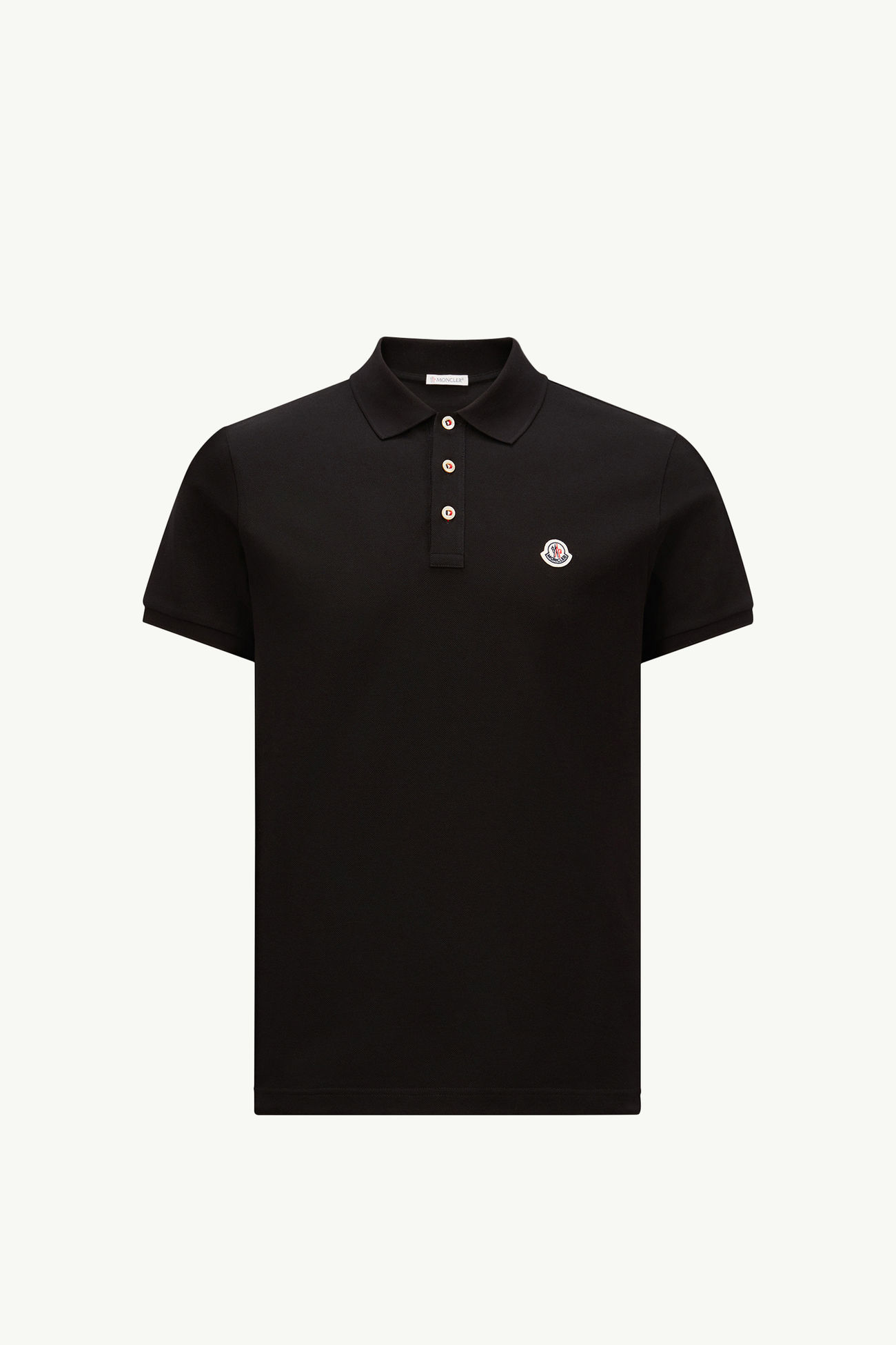 Logo Patch Cotton Polo Shirt Men Black Moncler 2