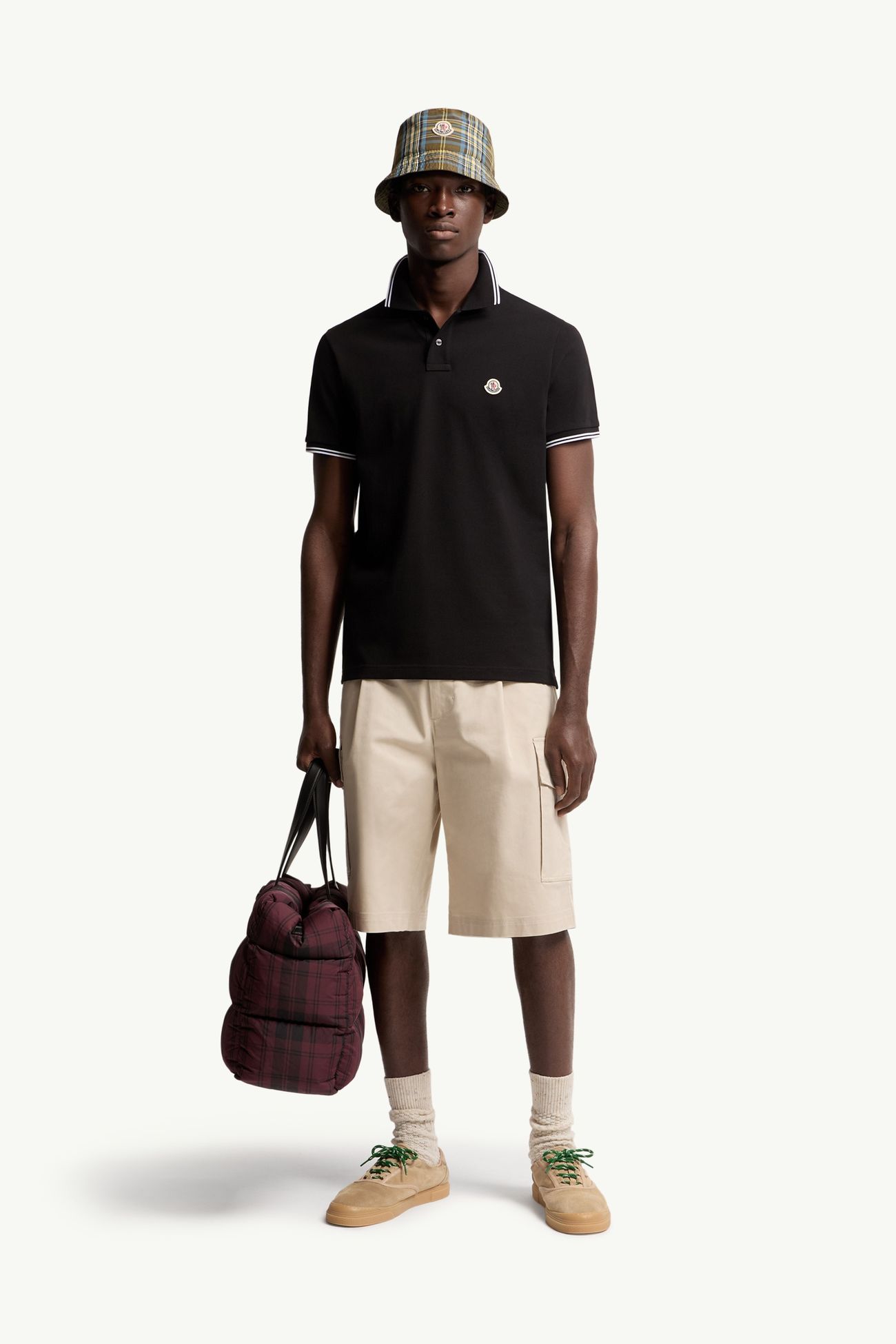 標誌貼片棉質Polo恤 男士 黑色 Moncler 0