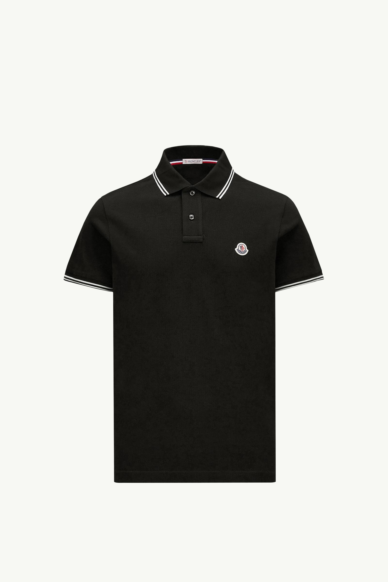 Black Logo Patch Cotton Polo Shirt - Polos & T-shirts for Men