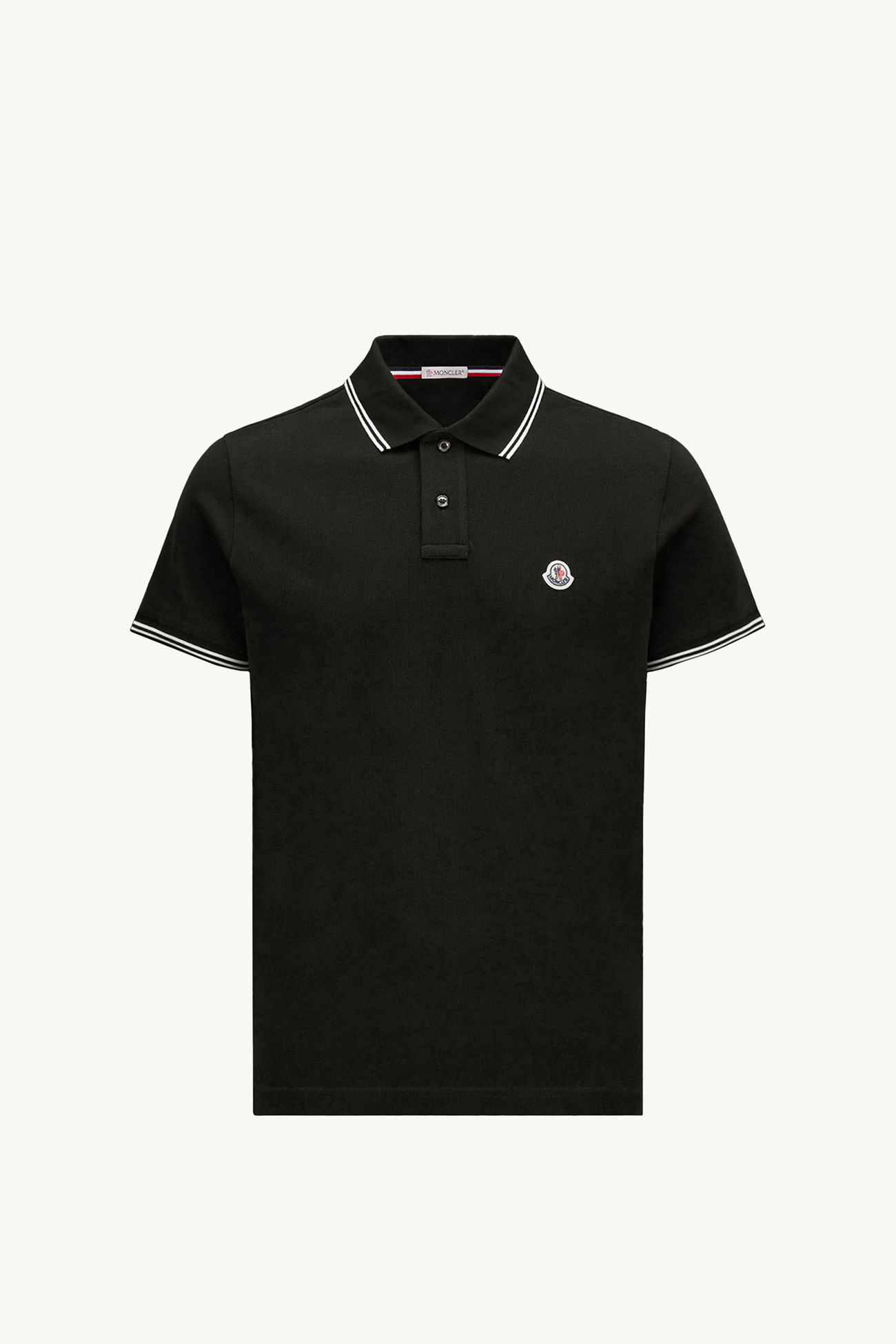 Logo Patch Cotton Polo Shirt Men Black Moncler 2