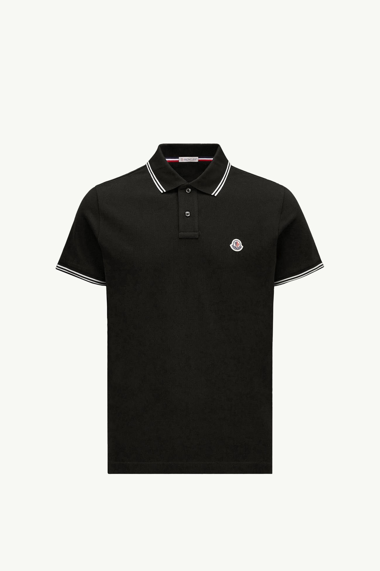 Polo en coton à empiècement logo Hommes Noir Moncler 2