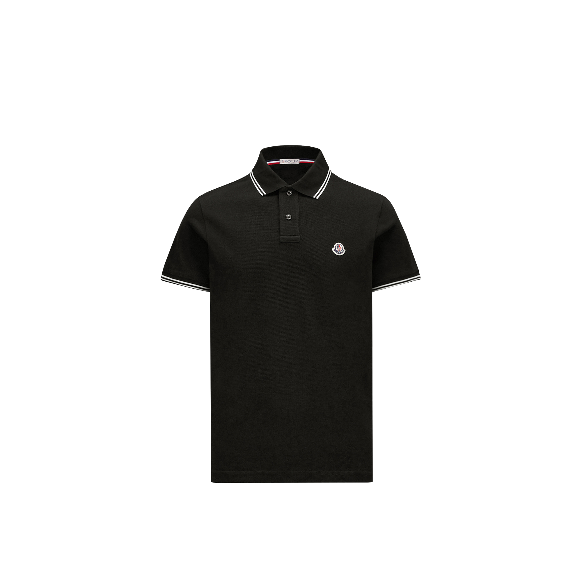 Moncler   Logo Patch Cotton Polo Shirt for Men in Black, Size: M