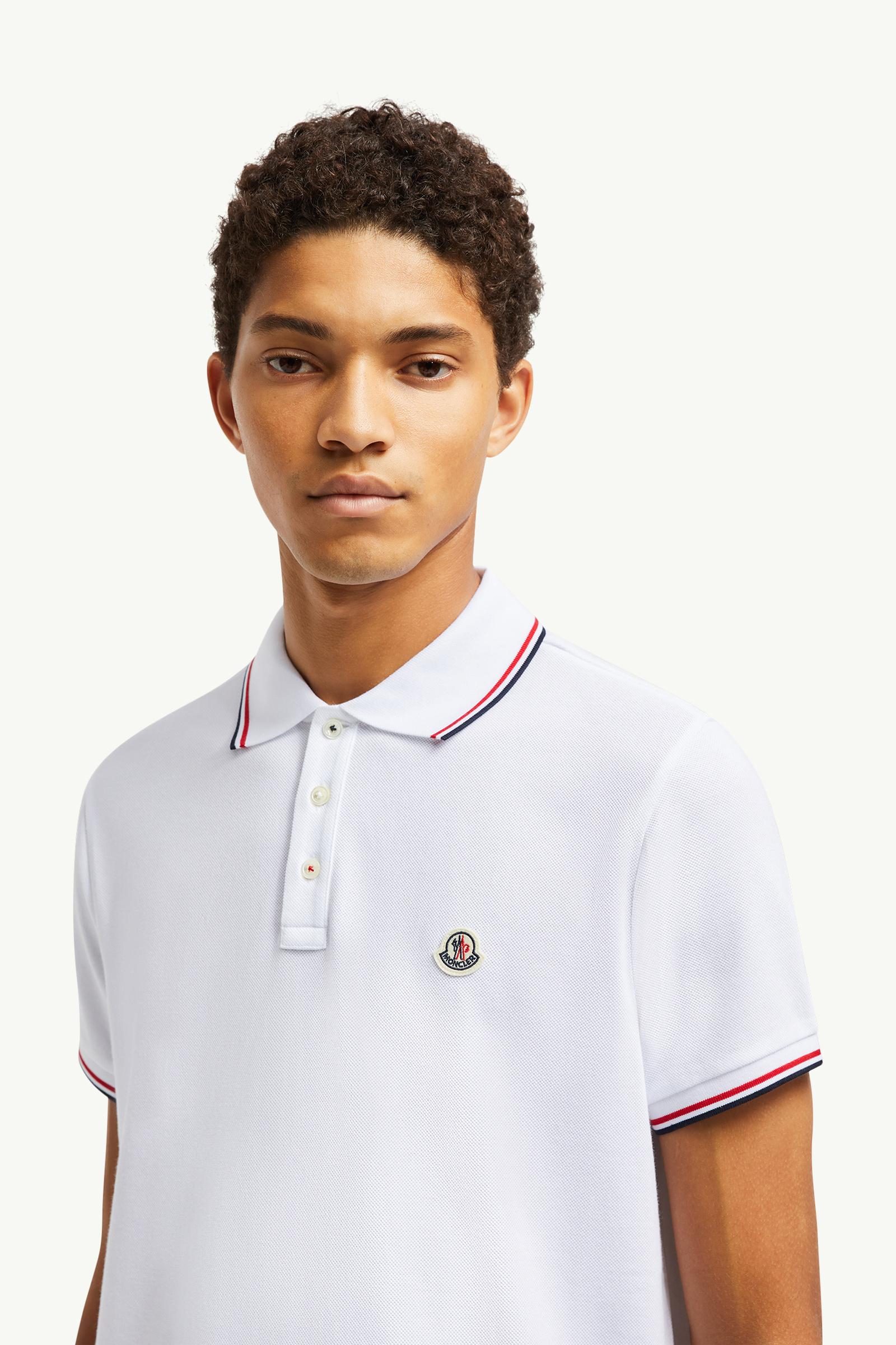 Tricolor-Trimmed Cotton Piquet Polo Shirt Men Optical White Moncler 1