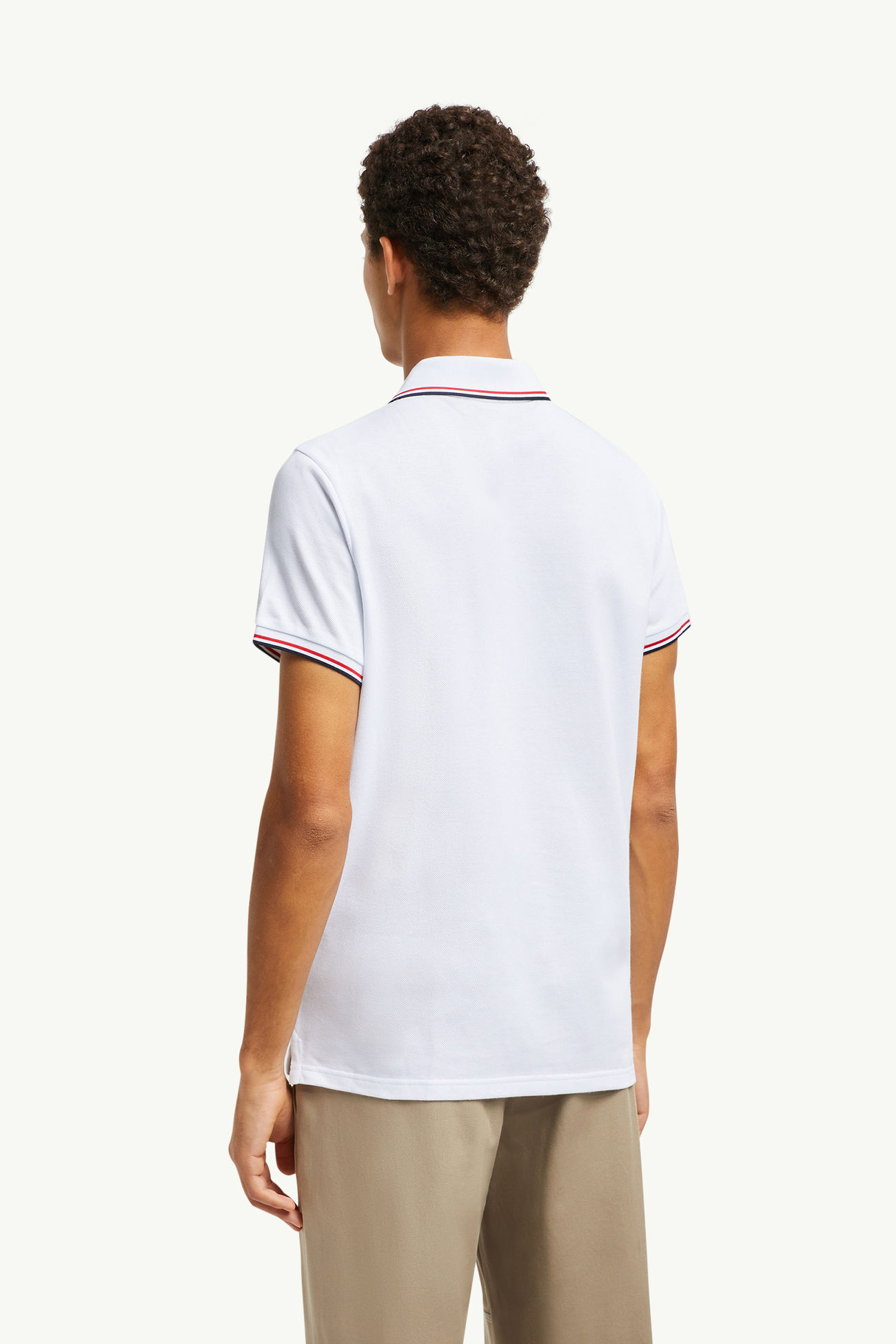 Polo in cotone piquet con finiture tricolore Uomo Bianco Ottico Moncler 4