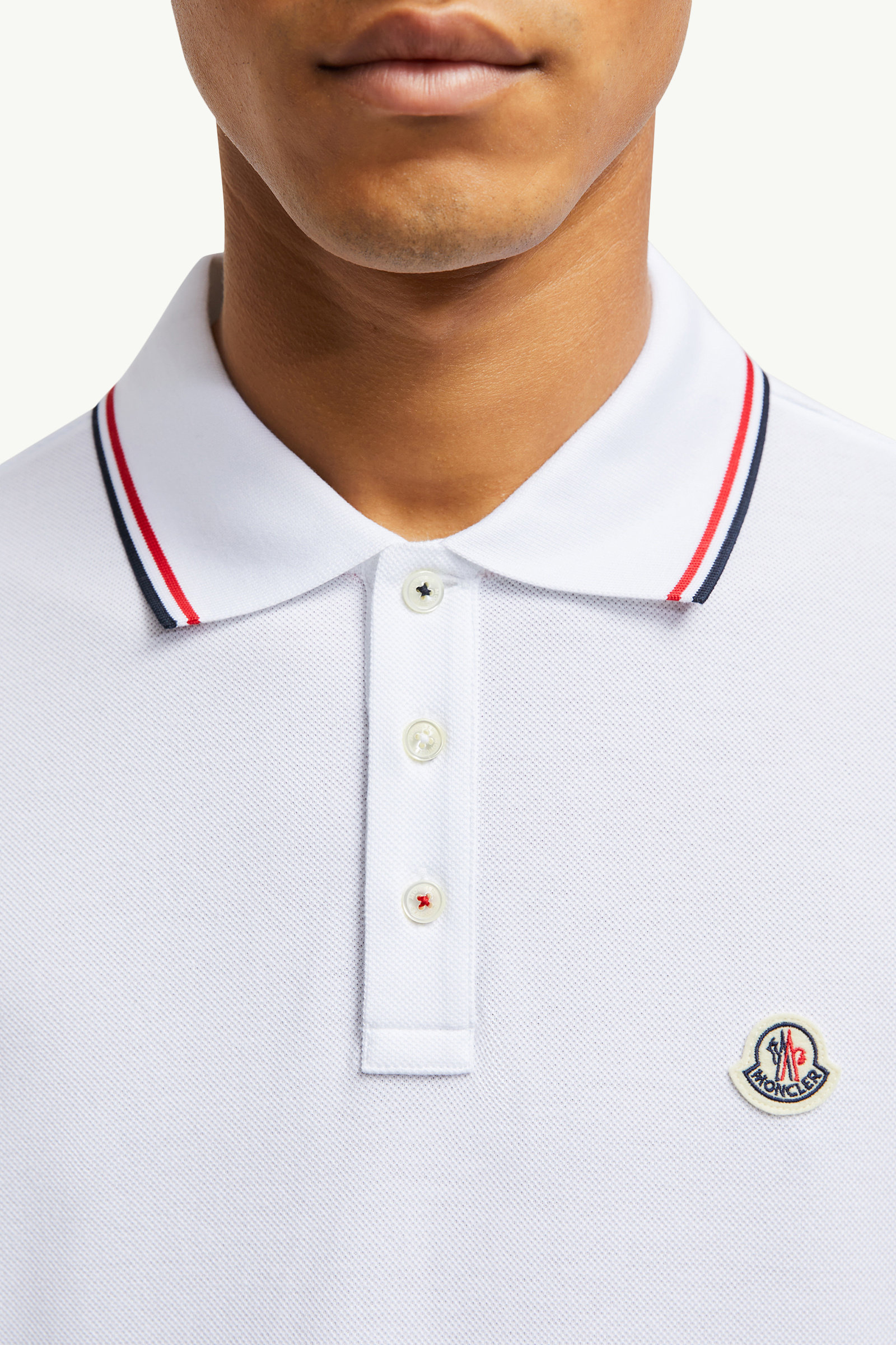 Tricolor-Trimmed Cotton Piquet Polo Shirt Men Optical White Moncler 5
