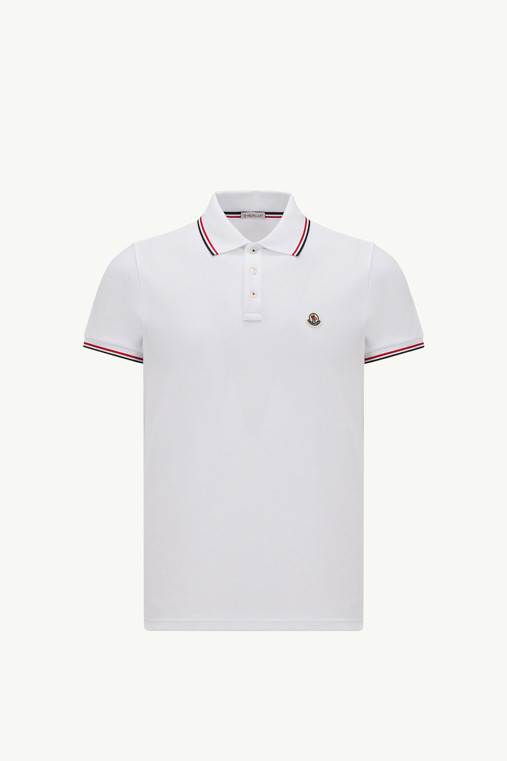 Tricolor-Trimmed Cotton Piquet Polo Shirt Men Optical White Moncler 2