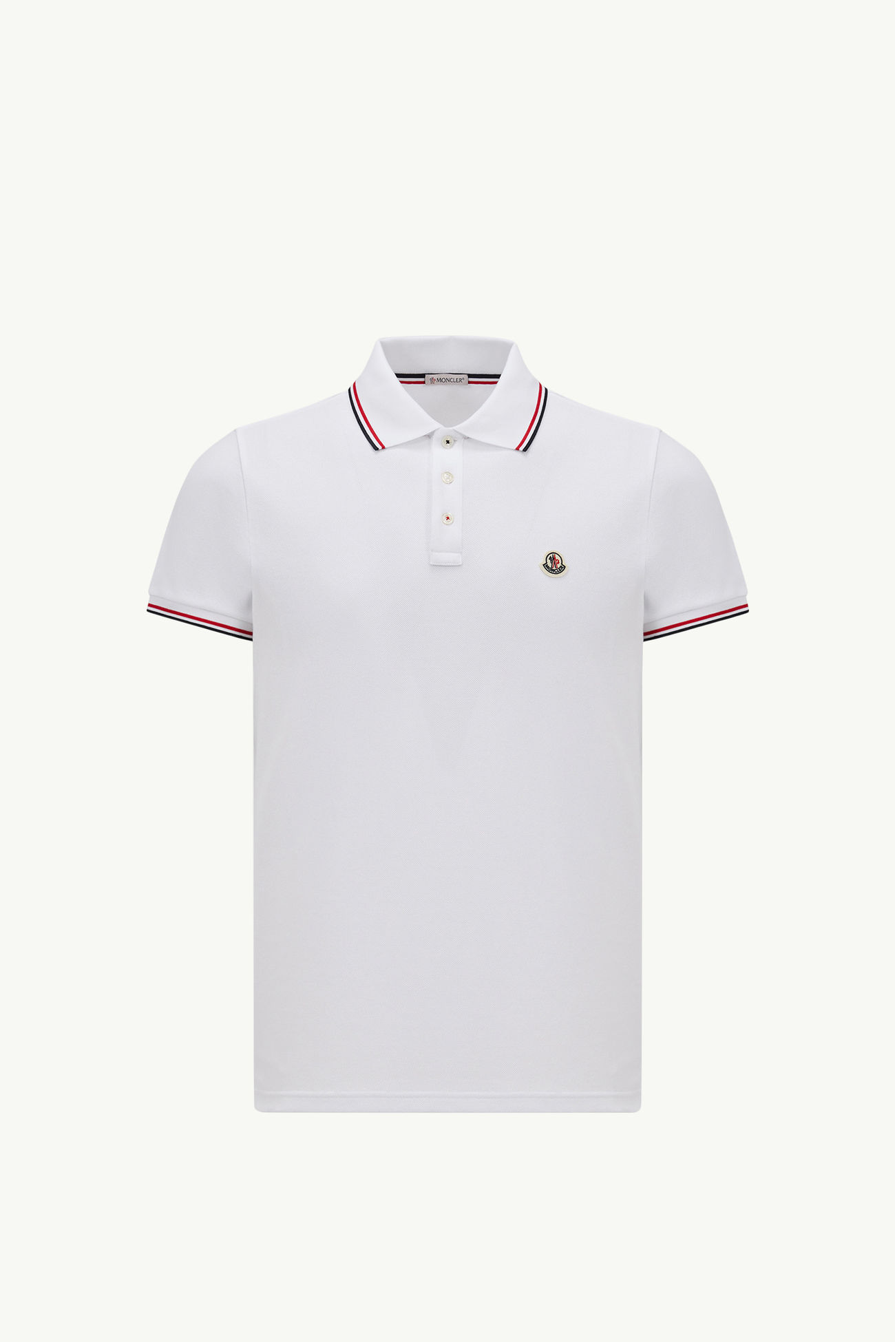 Tricolor-Trimmed Cotton Piquet Polo Shirt Men Optical White Moncler 2