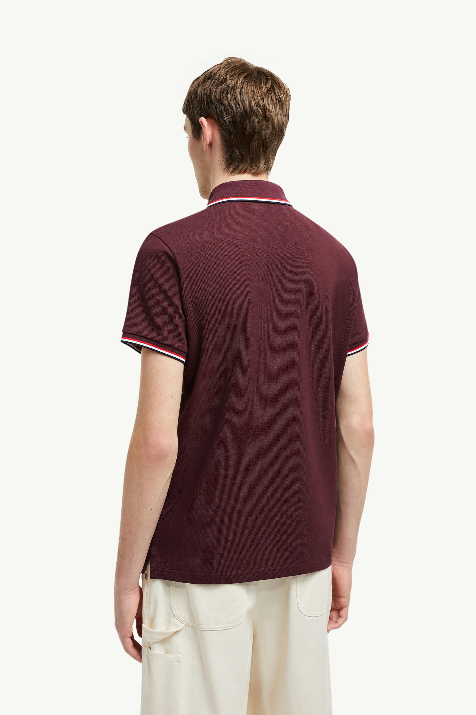 Tricolor-Trimmed Cotton Piquet Polo Shirt Men Red Moncler 4