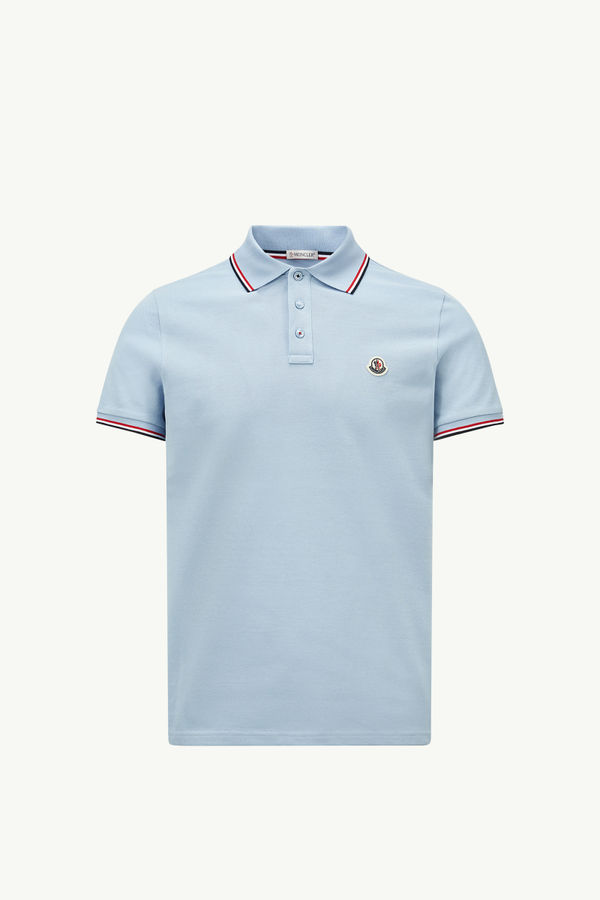 Dreifarbig abgesetztes Piquet-Poloshirt aus Baumwolle Herren Hellblau Moncler 2