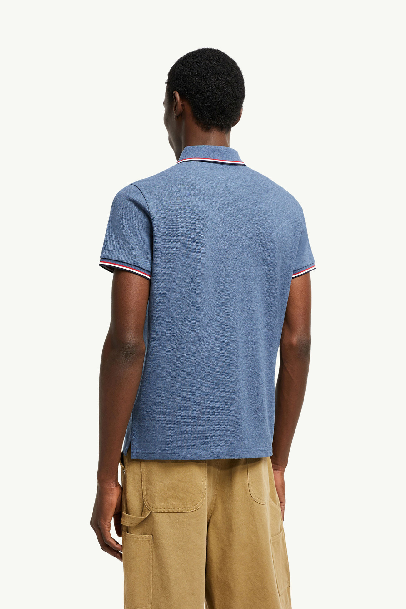 Tricolor-Trimmed Cotton Piquet Polo Shirt Men Pastel Blue Moncler 4