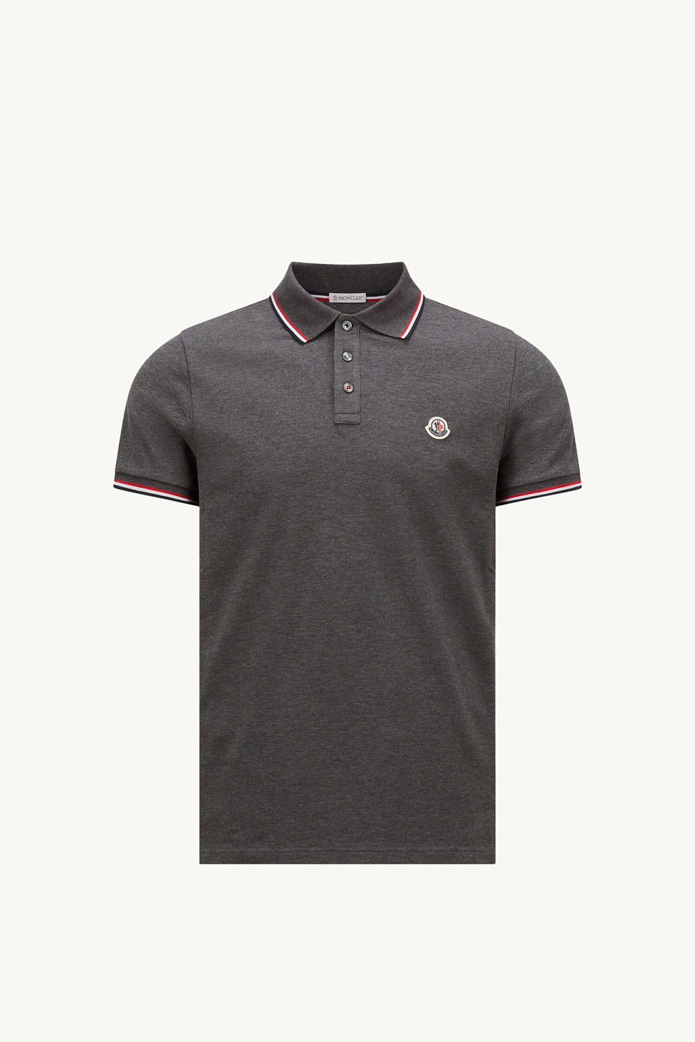 Polo in cotone piquet con finiture tricolore Uomo Grigio Scuro Moncler 2