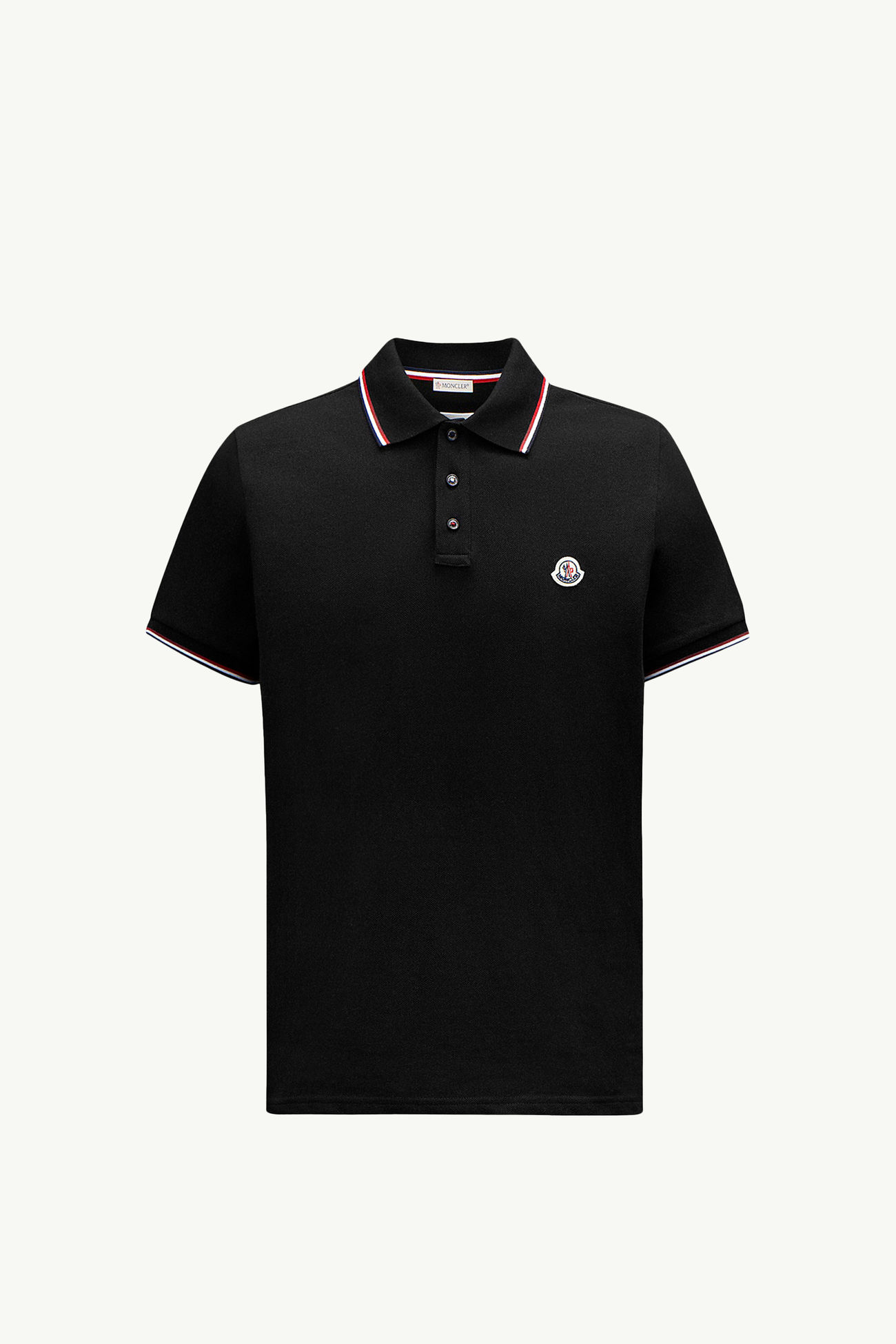 Tricolor-Trimmed Cotton Piquet Polo Shirt Men Black Moncler 2