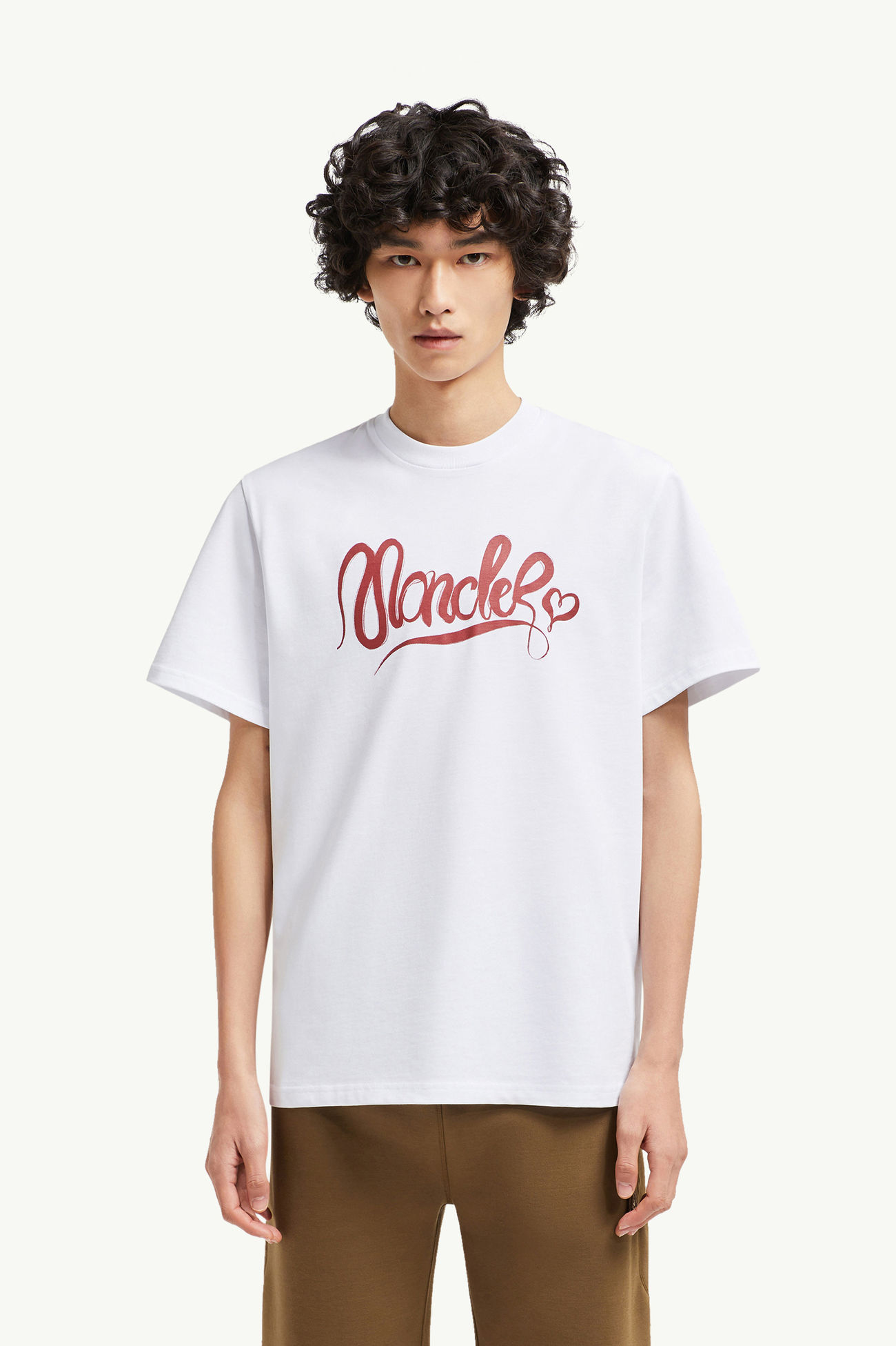 T-Shirt aus Baumwolle mit Kalligrafie-Logo Herren Weiß Moncler 3