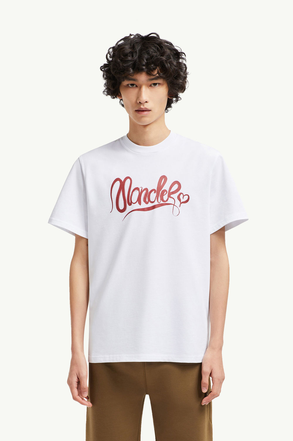 T-shirt en coton à logo calligraphié Hommes Blanc Moncler 3