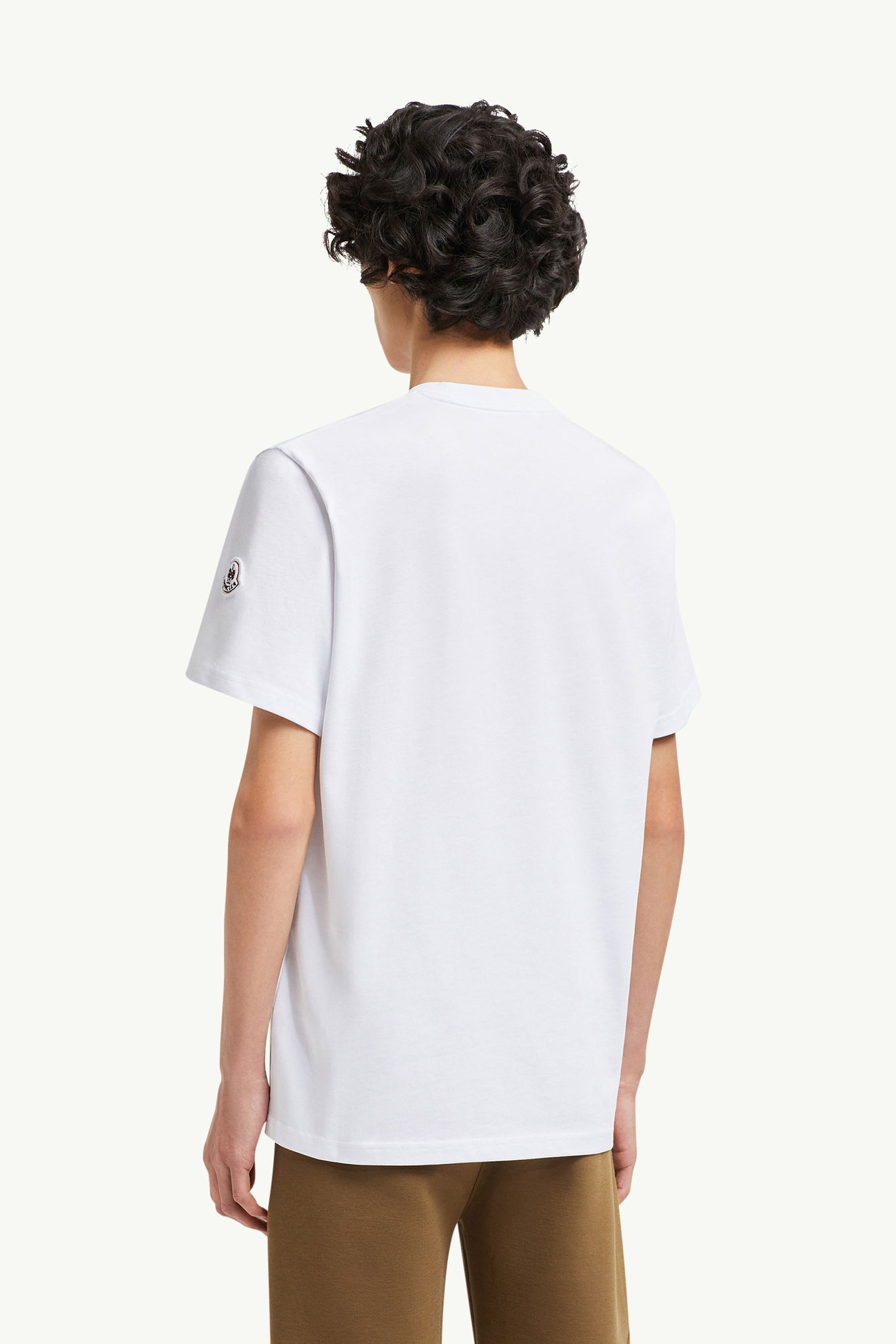 Camiseta de algodón con logotipo caligráfico Hombre Blanco Moncler 4