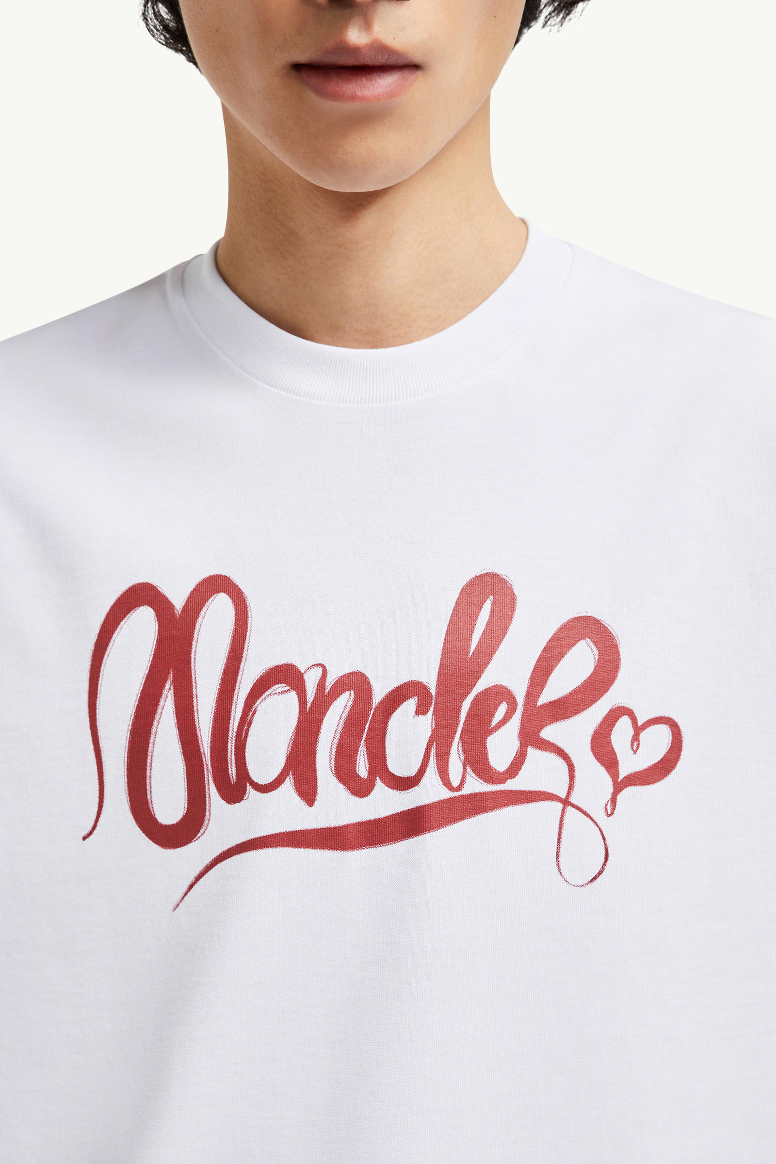Calligraphy Logo Cotton T-Shirt Men White Moncler 5