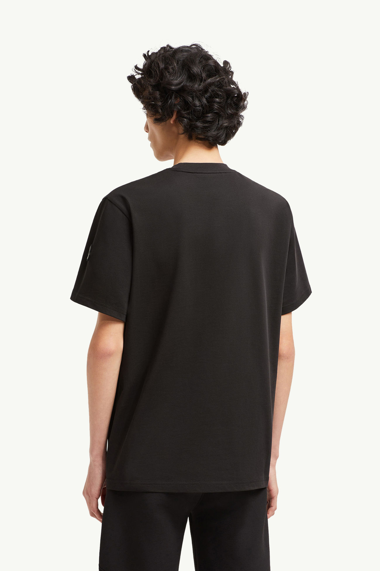 Camiseta de algodón con logotipo caligráfico Hombre Negro Moncler 4