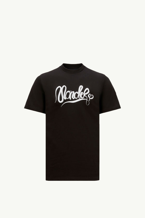 Calligraphy Logo Cotton T-Shirt Men Black Moncler 2